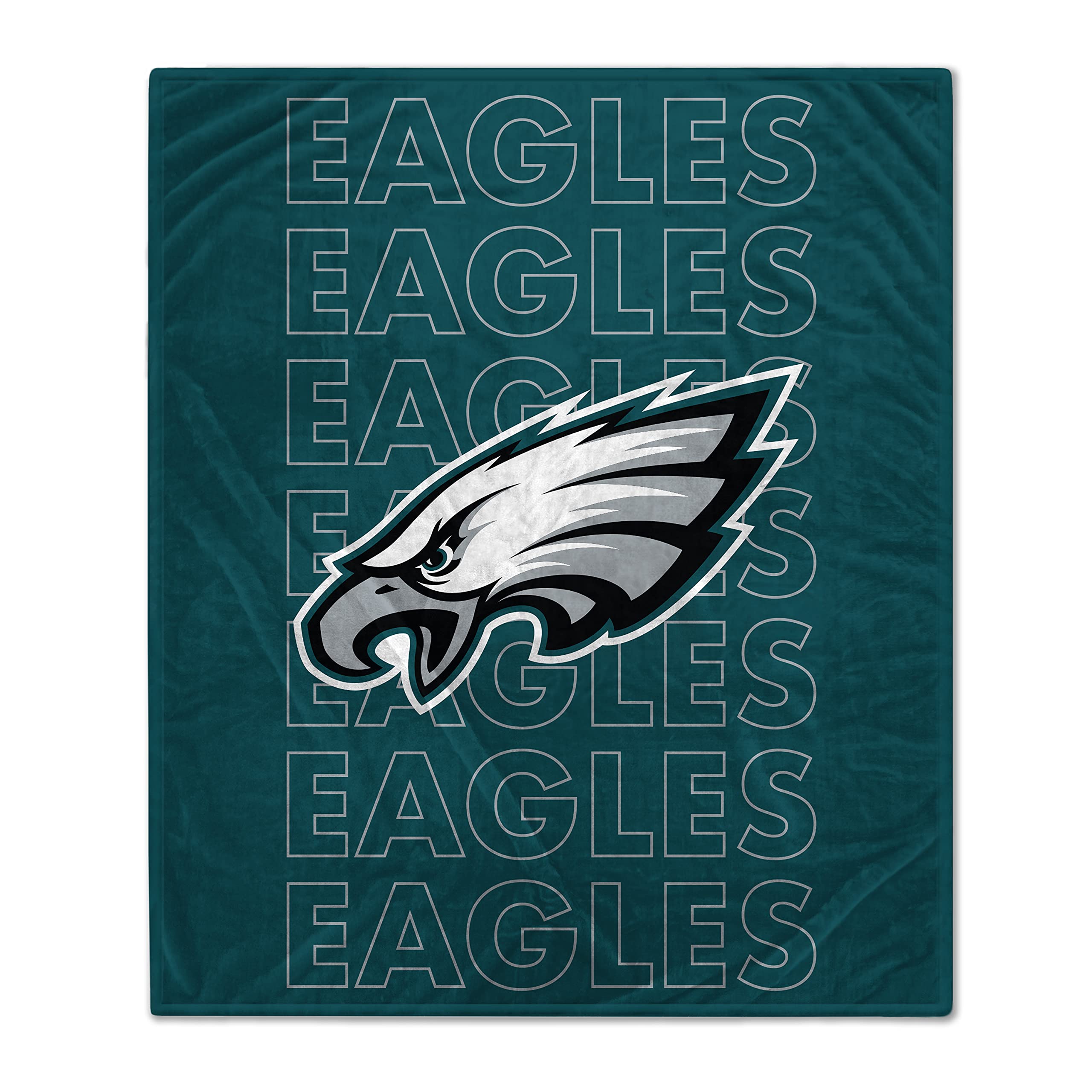 Pegasus Sports NFL Echo Team Wordmark Plush Blanket- Philadelphia Eagles, Team Color, 60x70 - Sports Gifts, Sports Memorabilia, Sports Collectibles, Fan Shop