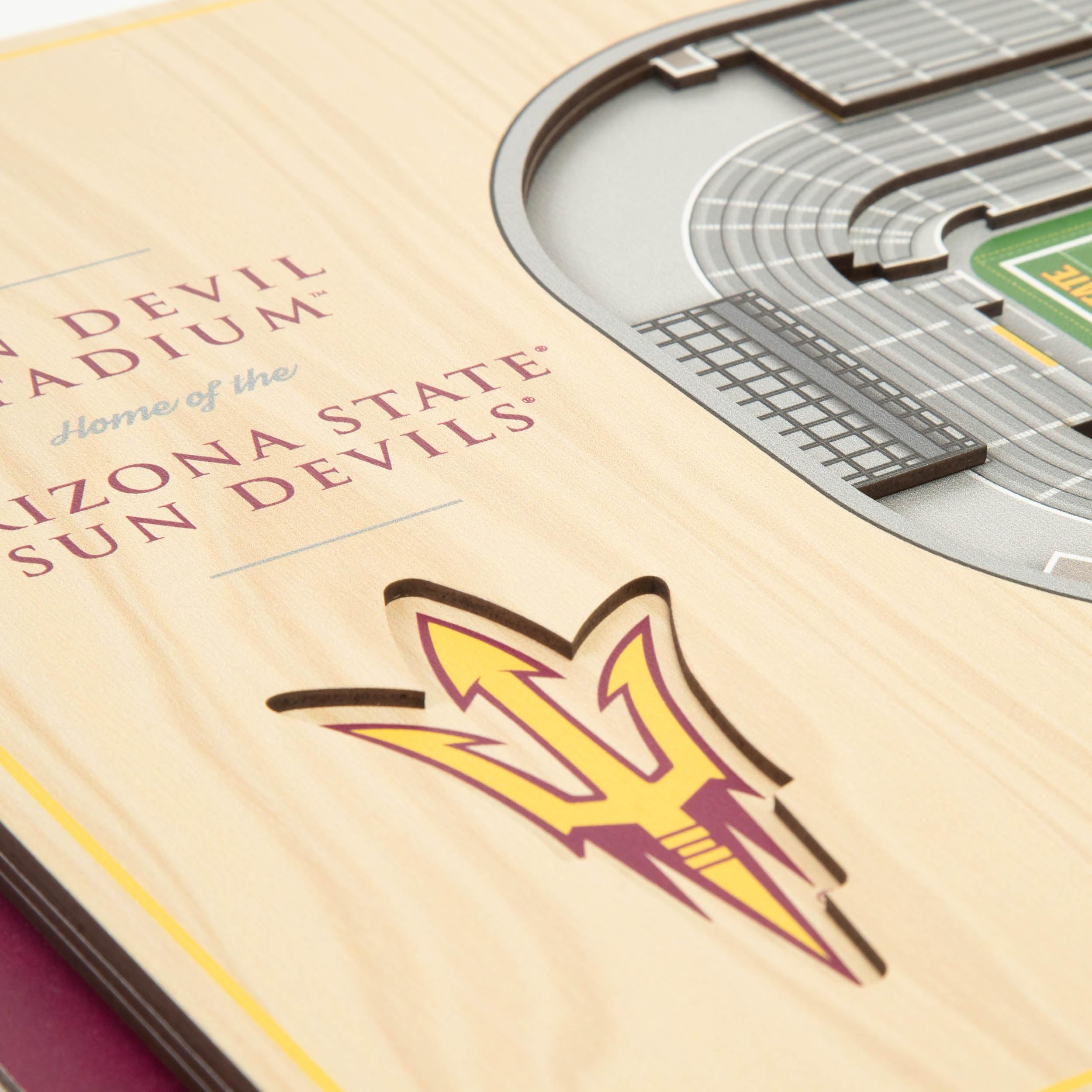 YouTheFan NCAA Arizona State Sun Devils 5-Layer StadiumView 3D Wall Art - Sun Devil Football Stadium - Sports Collectibles, Sports Memorabilia, Sports Fan Shop, Sports Gifts