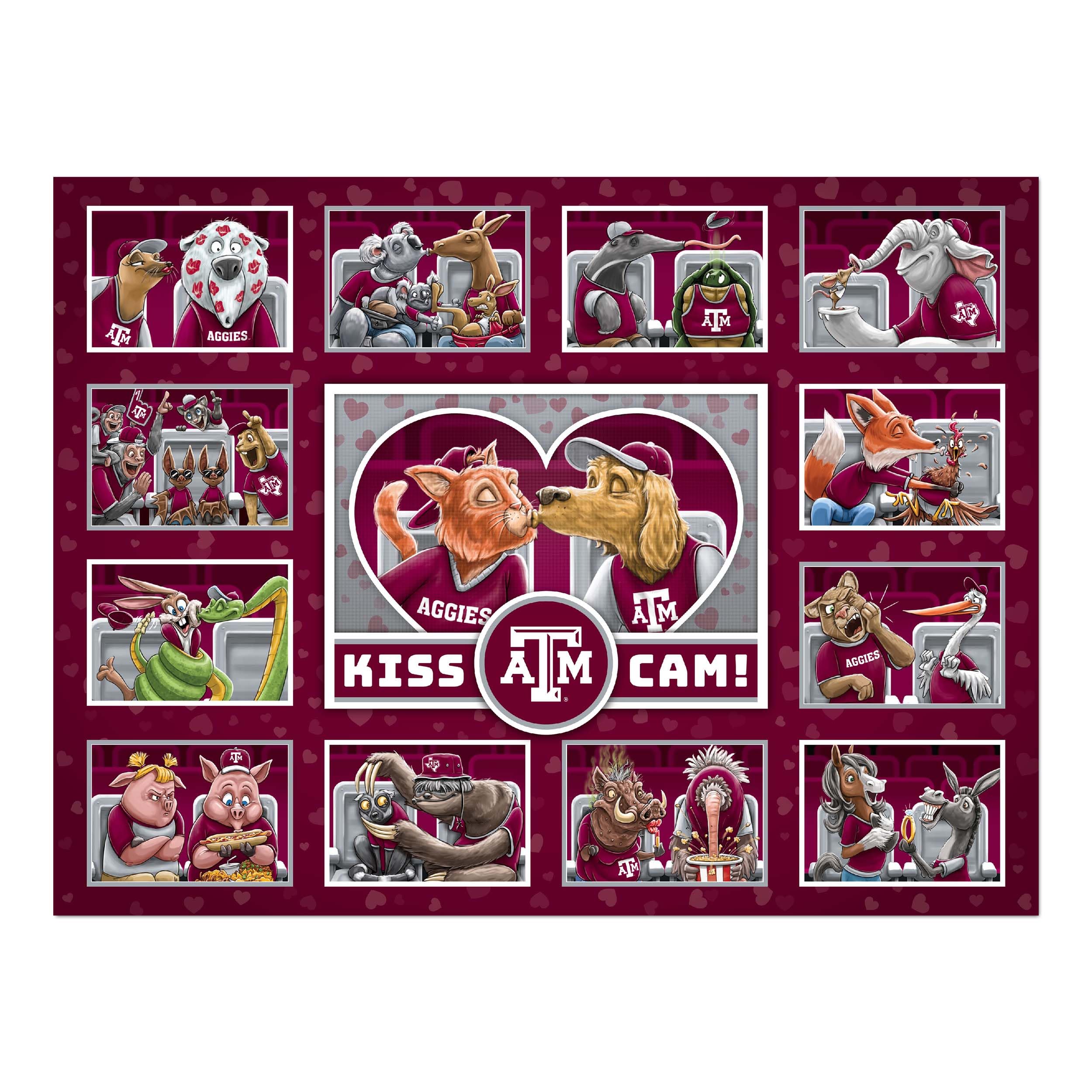 YouTheFan NCAA Texas A&M Aggies Kiss Cam 500pc Puzzle - Sports Collectibles, Sports Memorabilia, Sports Fan Shop, Sports Gifts