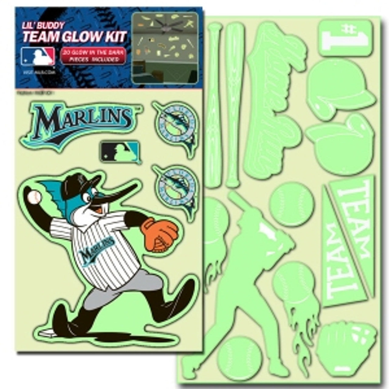 Miami Marlins Decal Lil Buddy Glow in the Dark Kit - Sports Collectibles, Sports Memorabilia, Sports Fan Shop, Sports Gifts
