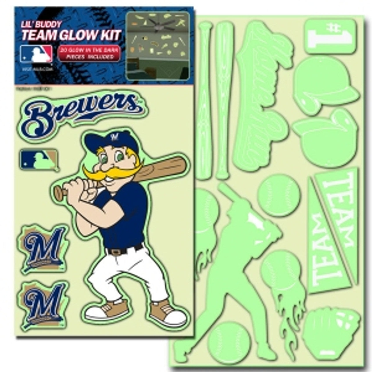 Milwaukee Brewers Decal Lil Buddy Glow in the Dark Kit - Sports Collectibles, Sports Memorabilia, Sports Fan Shop, Sports Gifts