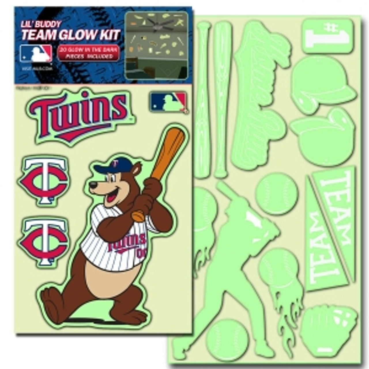 Minnesota Twins Decal Lil Buddy Glow in the Dark Kit - Sports Collectibles, Sports Memorabilia, Sports Fan Shop, Sports Gifts