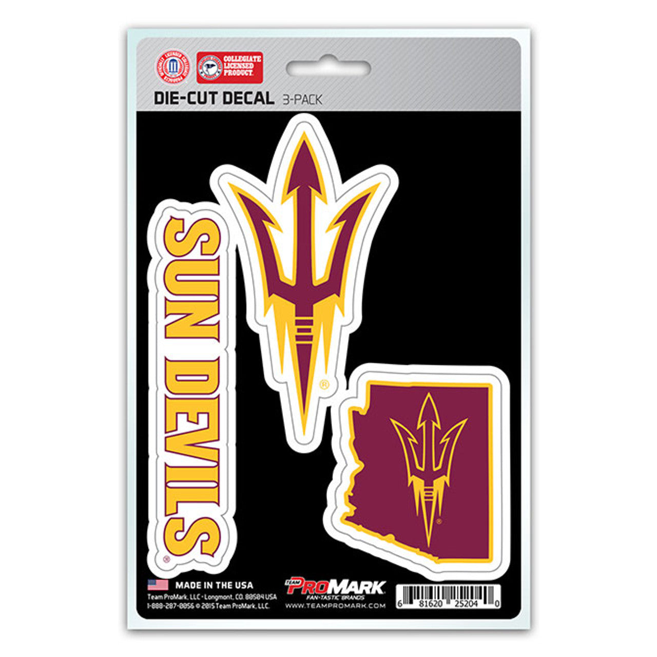 Arizona State Sun Devils Decal Die Cut Team 3 Pack - Sports Collectibles, Sports Memorabilia, Sports Fan Shop, Sports Gifts