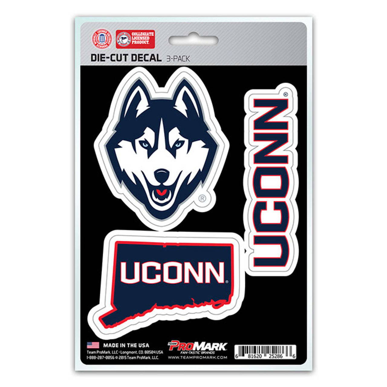 Connecticut Huskies Decal Die Cut Team 3 Pack - Special Order - Sports Collectibles, Sports Memorabilia, Sports Fan Shop, Sports Gifts