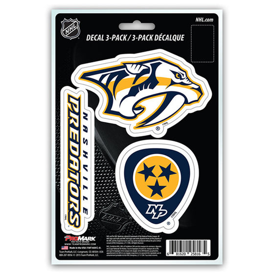 Nashville Predators Decal Die Cut Team 3 Pack - Sports Collectibles, Sports Memorabilia, Sports Fan Shop, Sports Gifts