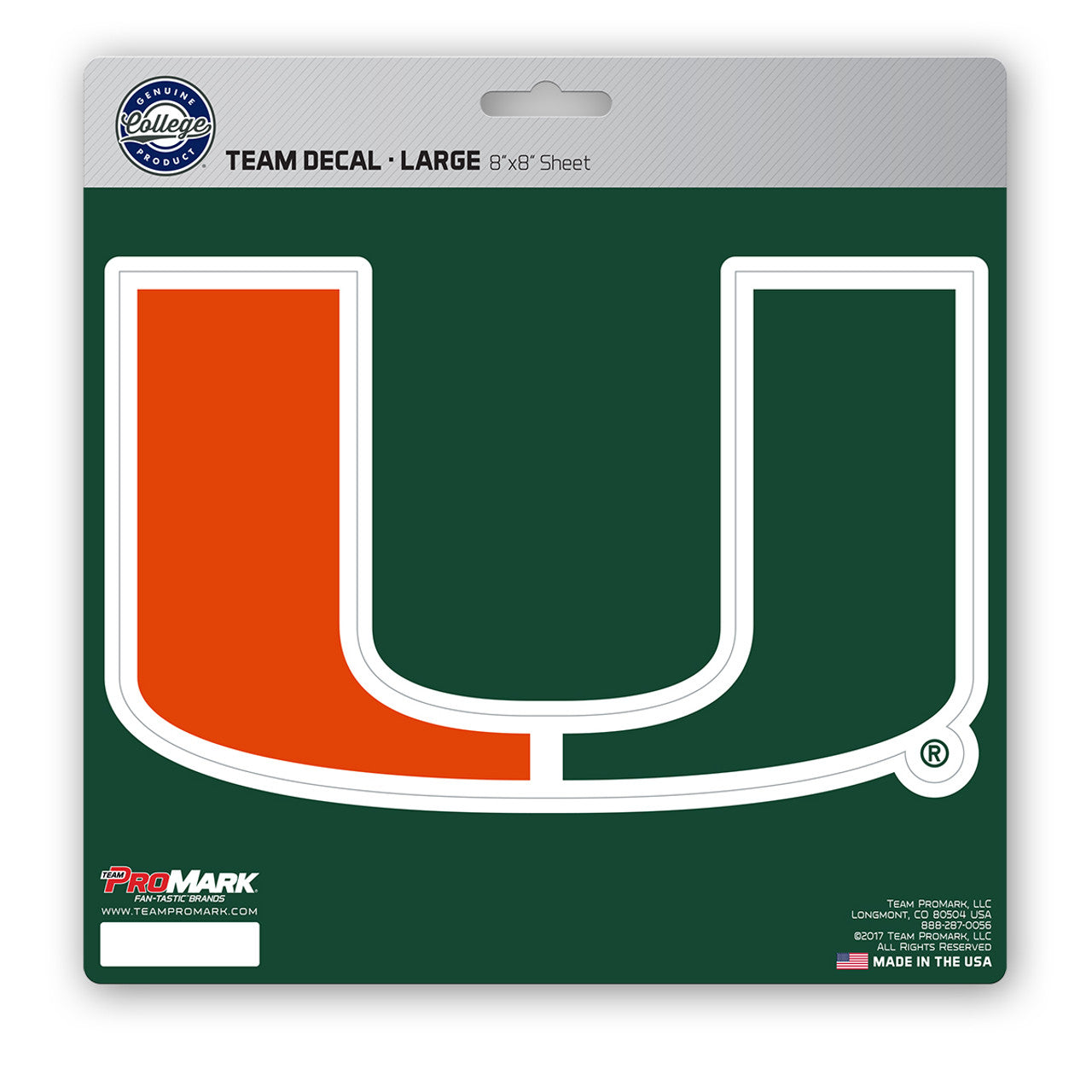 Miami Hurricanes Decal 8x8 Die Cut - Sports Collectibles, Sports Memorabilia, Sports Fan Shop, Sports Gifts