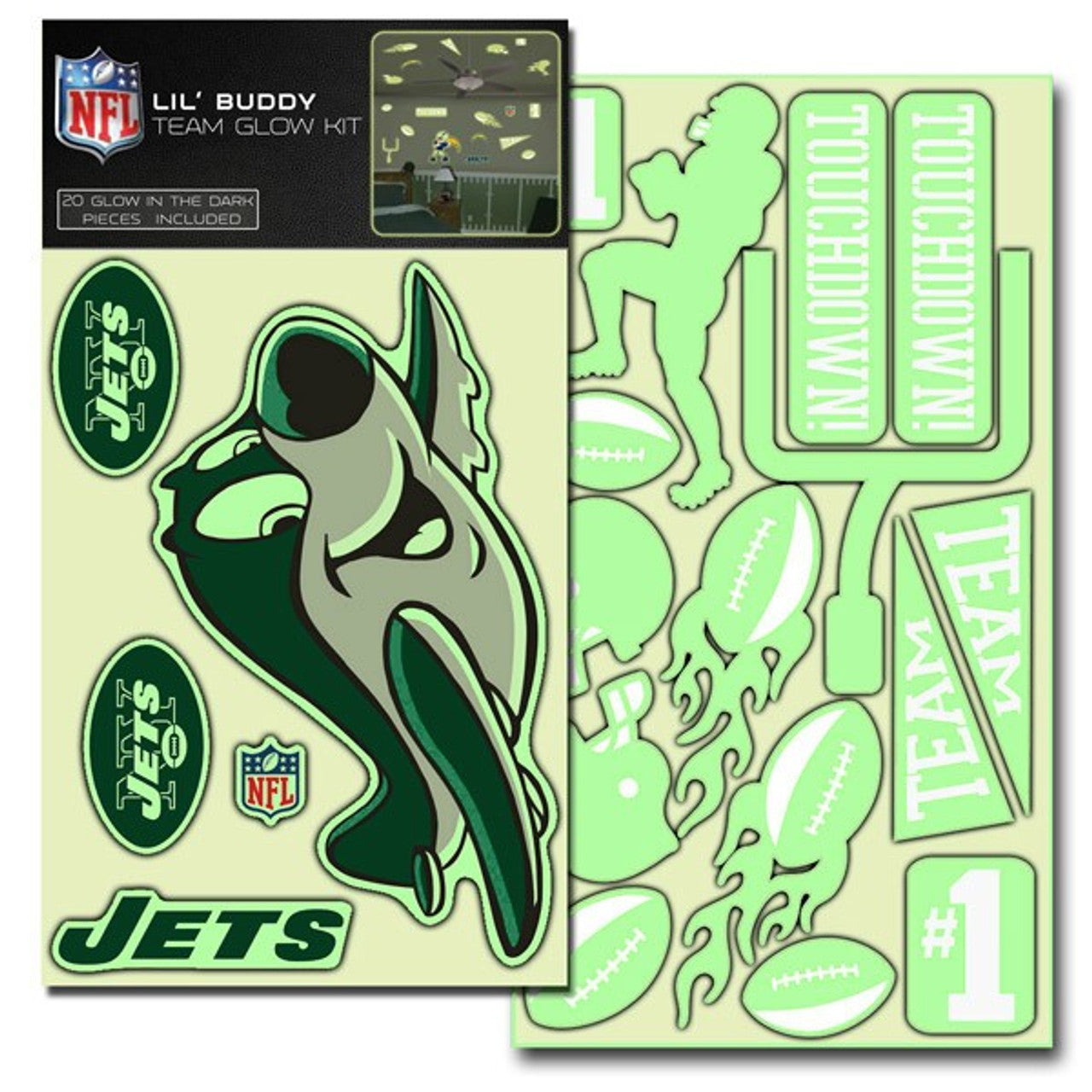 New York Jets Decal Lil Buddy Glow in the Dark Kit - Sports Collectibles, Sports Memorabilia, Sports Fan Shop, Sports Gifts