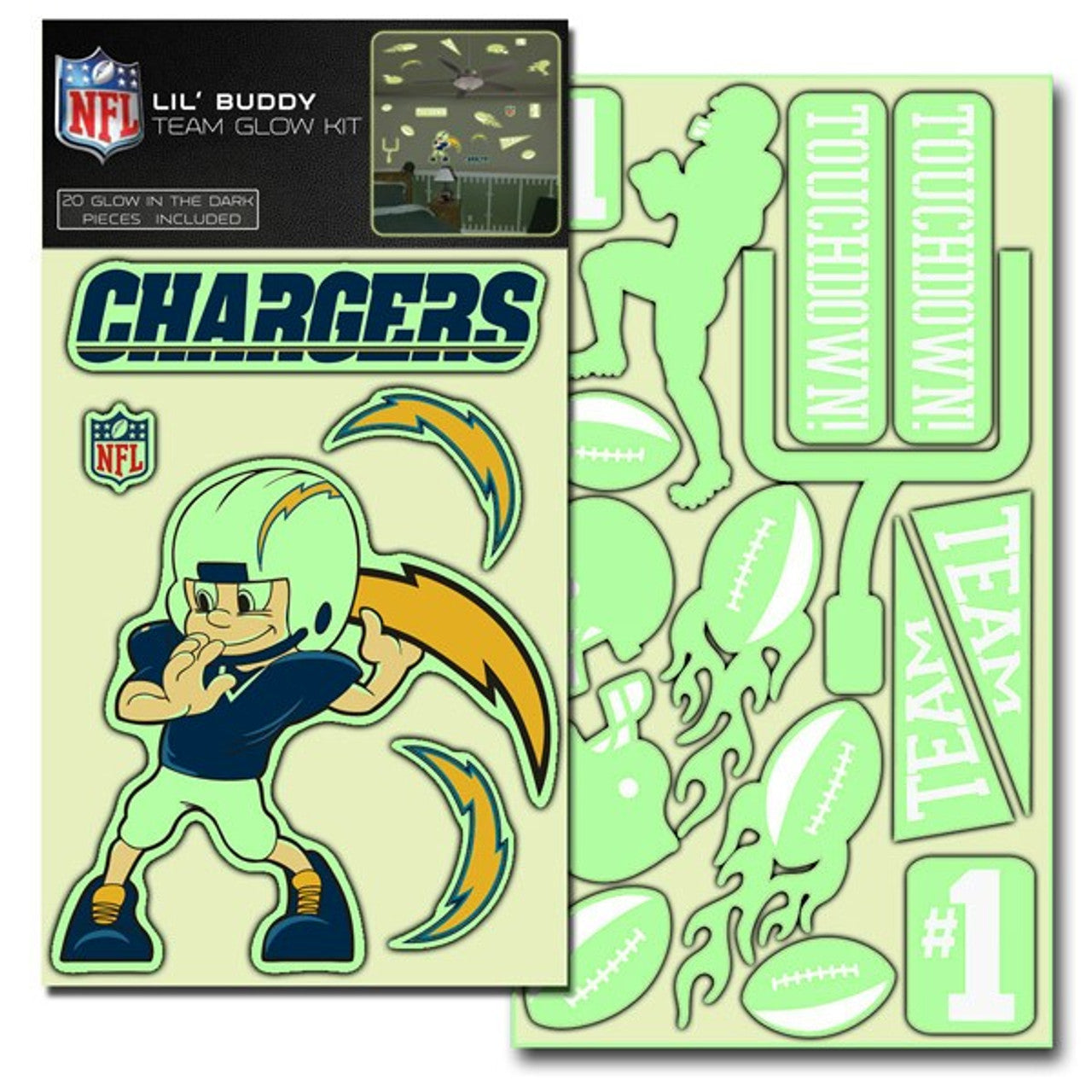 San Diego Chargers Decal Lil Buddy Glow in the Dark Kit CO - Sports Collectibles, Sports Memorabilia, Sports Fan Shop, Sports Gifts