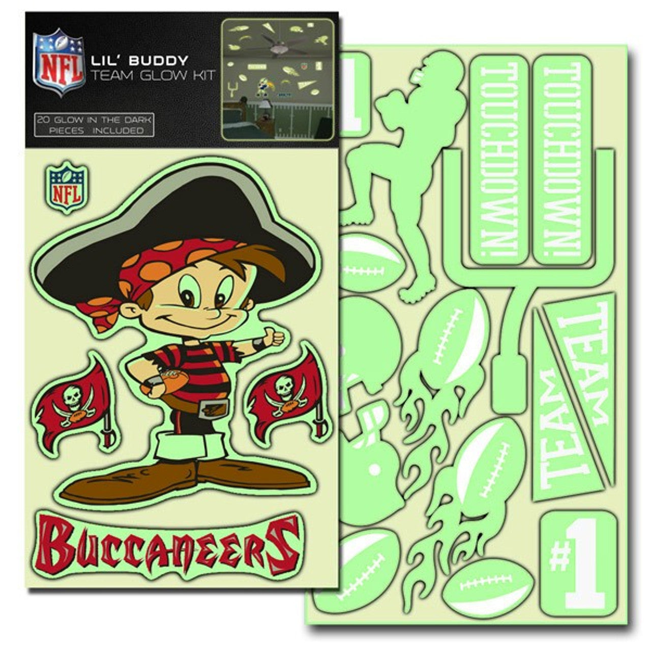 Tampa Bay Buccaneers Decal Lil Buddy Glow in the Dark Kit - Sports Collectibles, Sports Memorabilia, Sports Fan Shop, Sports Gifts