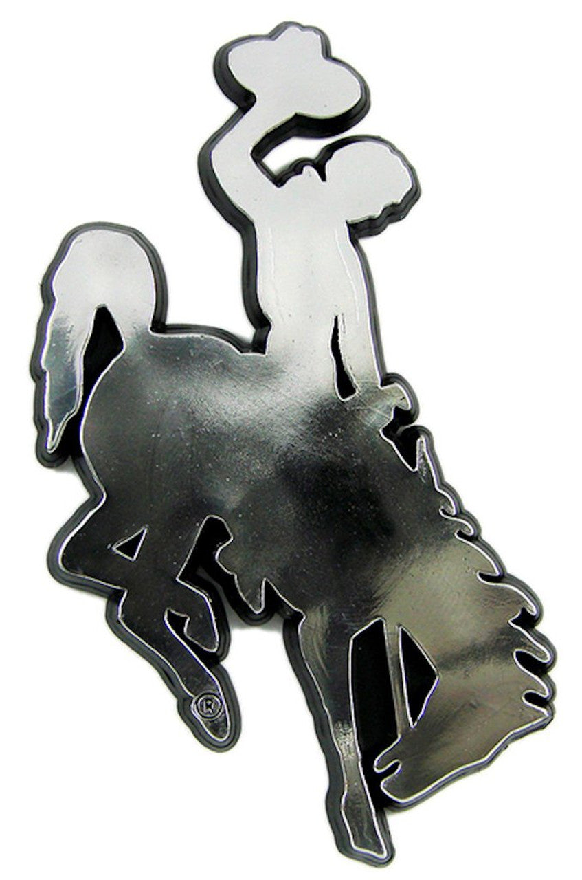 Wyoming Cowboys Auto Emblem - Silver - Sports Collectibles, Sports Memorabilia, Sports Fan Shop, Sports Gifts