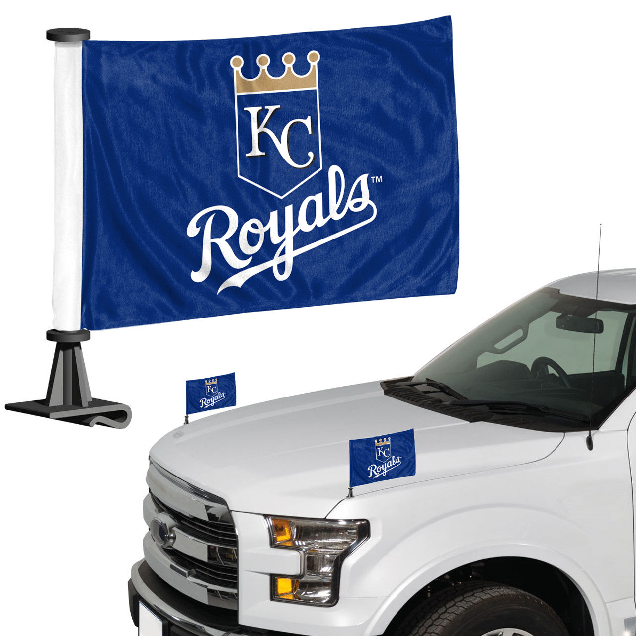 Kansas City Royals Flag Set 2 Piece Ambassador Style - Sports Collectibles, Sports Memorabilia, Sports Fan Shop, Sports Gifts