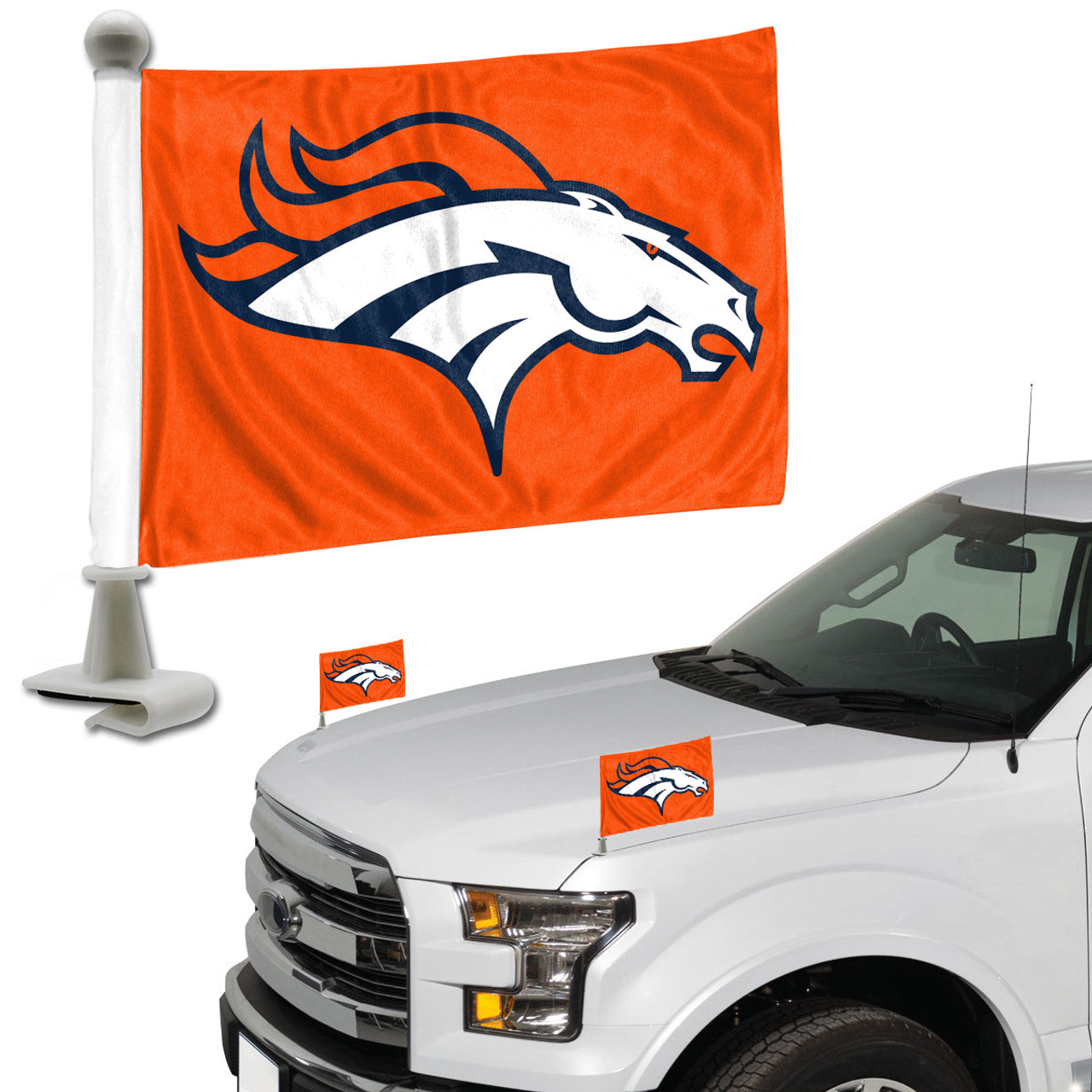 Denver Broncos Flag Set 2 Piece Ambassador Style - Sports Collectibles, Sports Memorabilia, Sports Fan Shop, Sports Gifts