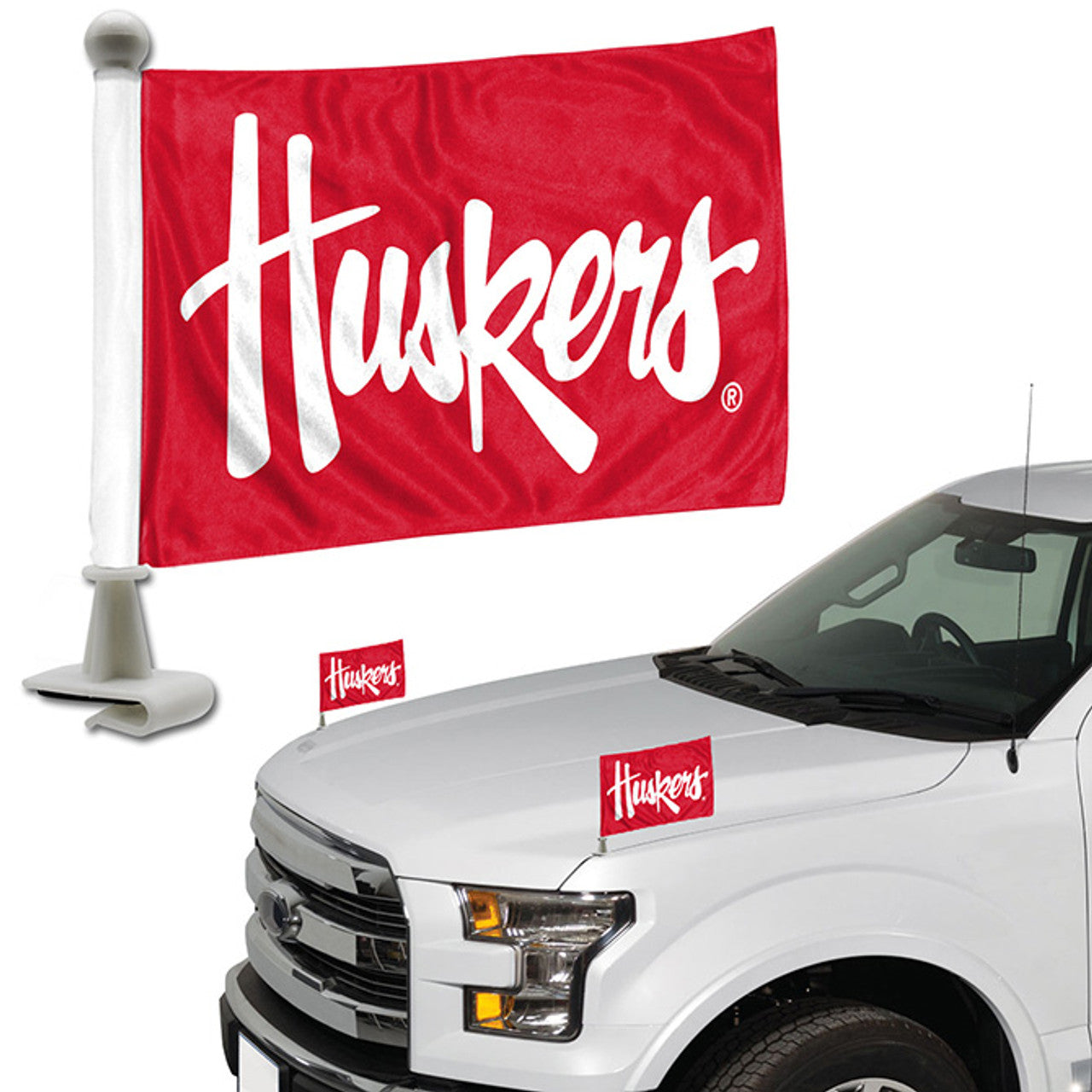 Nebraska Cornhuskers Flag Set 2 Piece Ambassador Style - Sports Collectibles, Sports Memorabilia, Sports Fan Shop, Sports Gifts