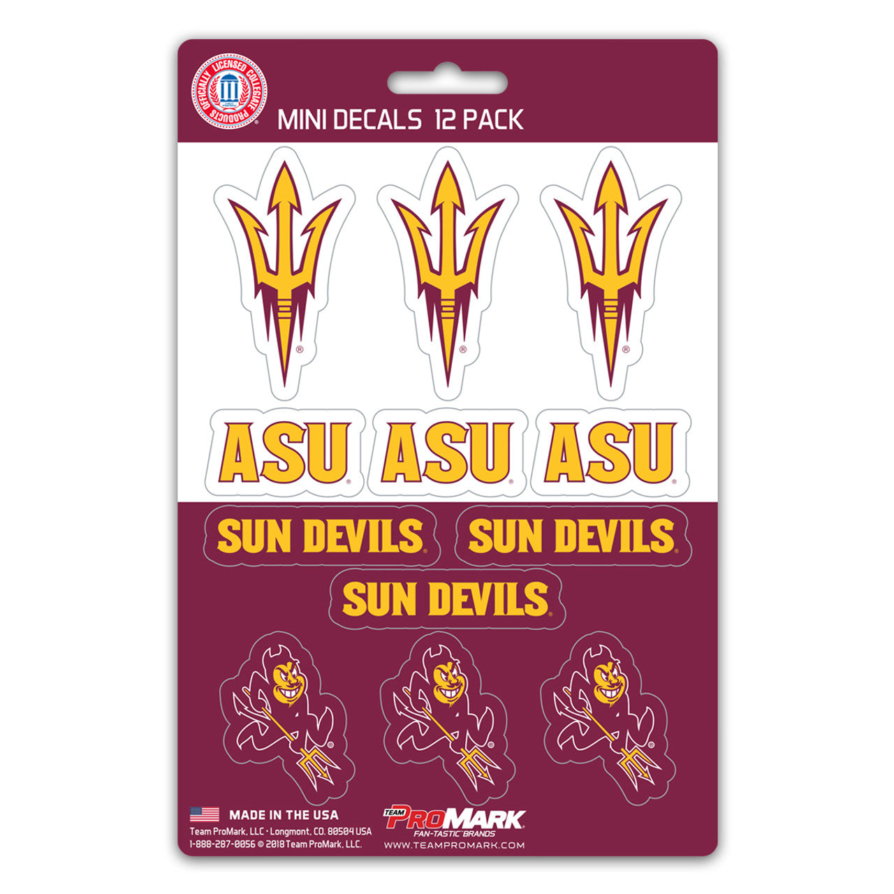 Arizona State Sun Devils Decal Set Mini 12 Pack - Special Order - Sports Collectibles, Sports Memorabilia, Sports Fan Shop, Sports Gifts