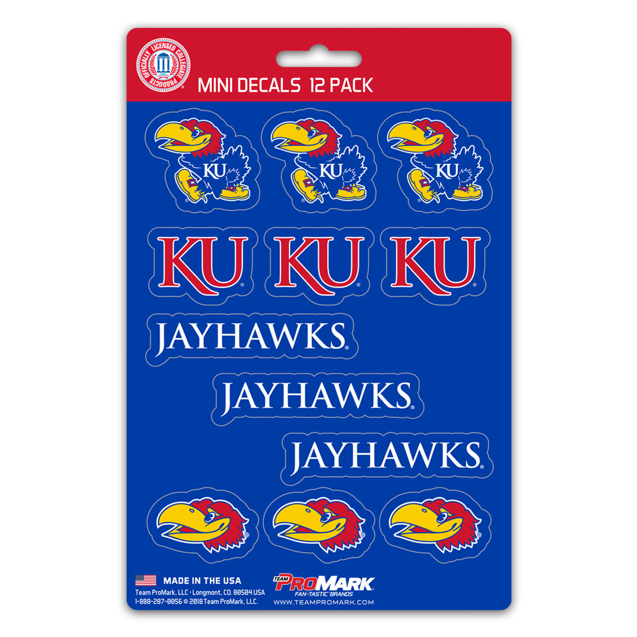 Kansas Jayhawks Decal Set Mini 12 Pack - Sports Collectibles, Sports Memorabilia, Sports Fan Shop, Sports Gifts