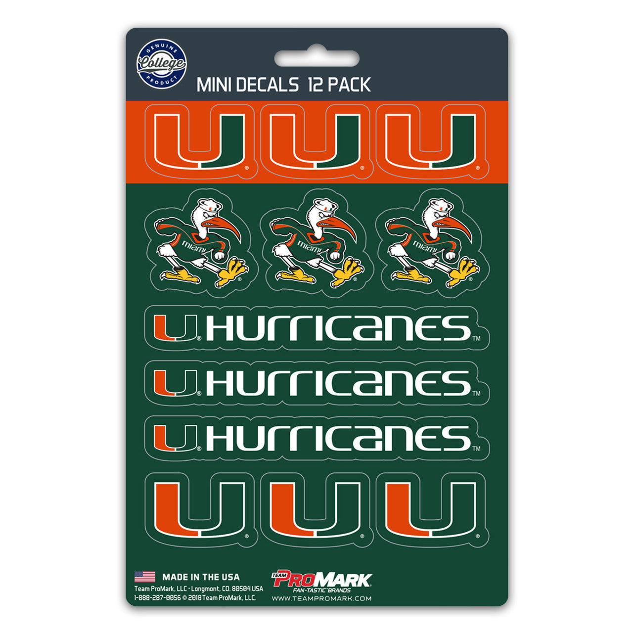 Miami Hurricanes Decal Set Mini 12 Pack - Sports Collectibles, Sports Memorabilia, Sports Fan Shop, Sports Gifts
