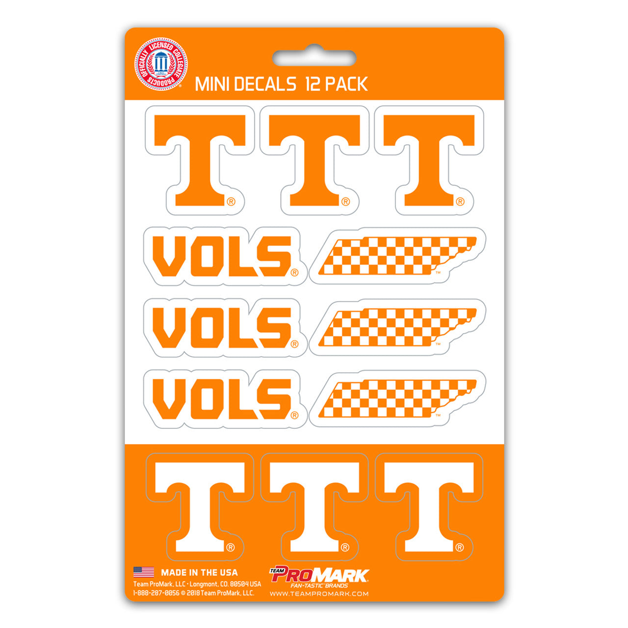 Tennessee Volunteers Decal Set Mini 12 Pack - Special Order - Sports Collectibles, Sports Memorabilia, Sports Fan Shop, Sports Gifts