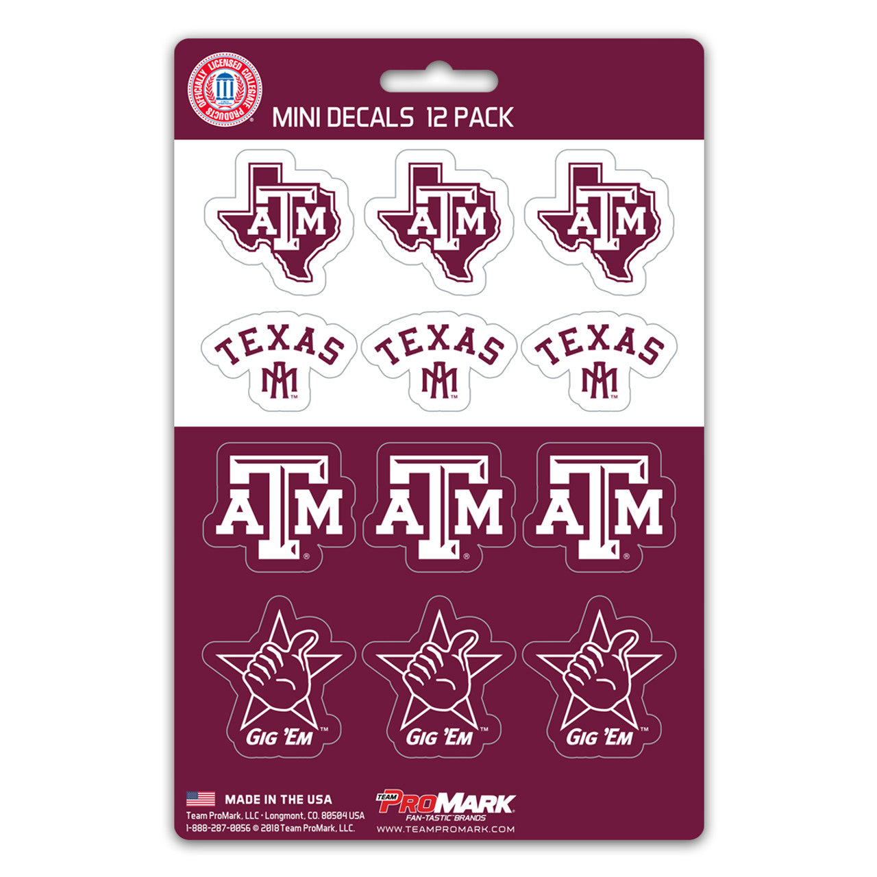 Texas A&M Aggies Decal Set Mini 12 Pack - Special Order - Sports Collectibles, Sports Memorabilia, Sports Fan Shop, Sports Gifts