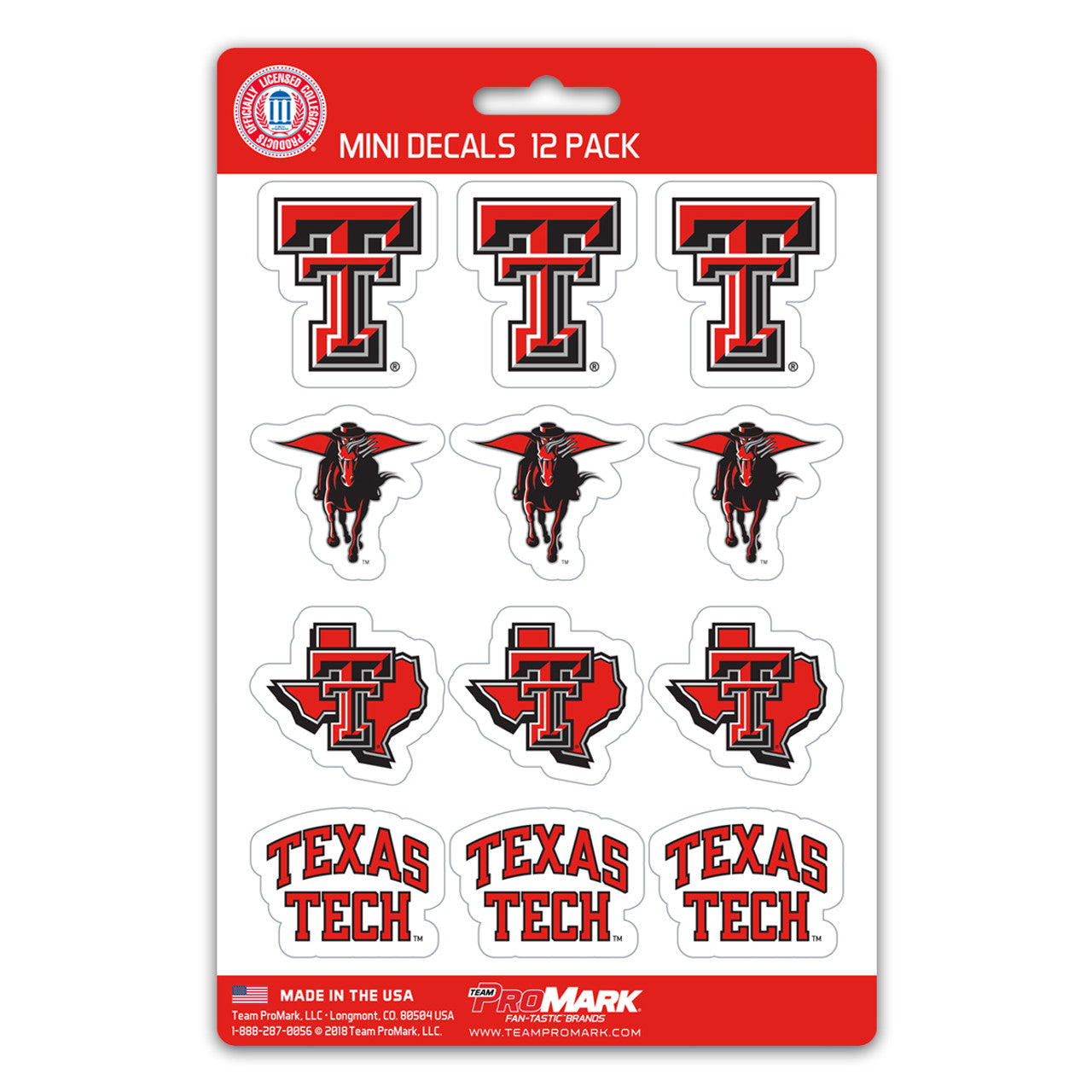 Texas Tech Red Raiders Decal Set Mini 12 Pack - Special Order - Sports Collectibles, Sports Memorabilia, Sports Fan Shop, Sports Gifts