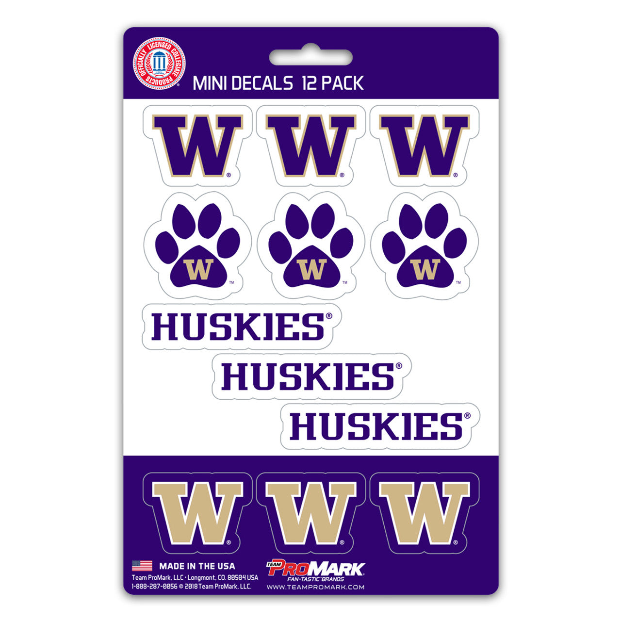 Washington Huskies Decal Set Mini 12 Pack - Special Order - Sports Collectibles, Sports Memorabilia, Sports Fan Shop, Sports Gifts