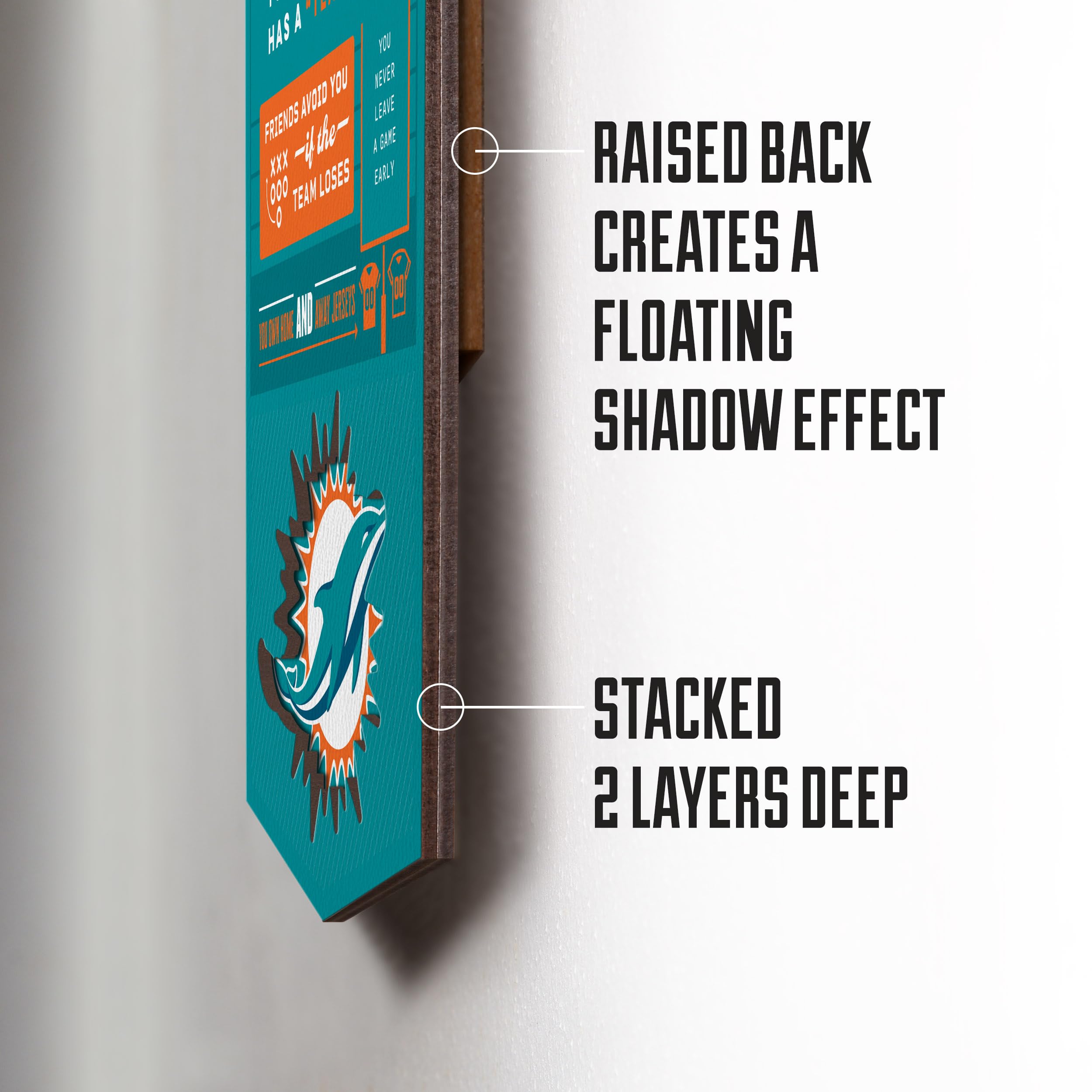 YouTheFan Officially-licensed NFL Miami Dolphins 6x19 Top 10 Signs Banner - humorous descriptions - fun sports fan phrases, original design, indoor team wall decor fan gift - Sports Collectibles, Sports Memorabilia, Sports Fan Shop, Sports Gifts