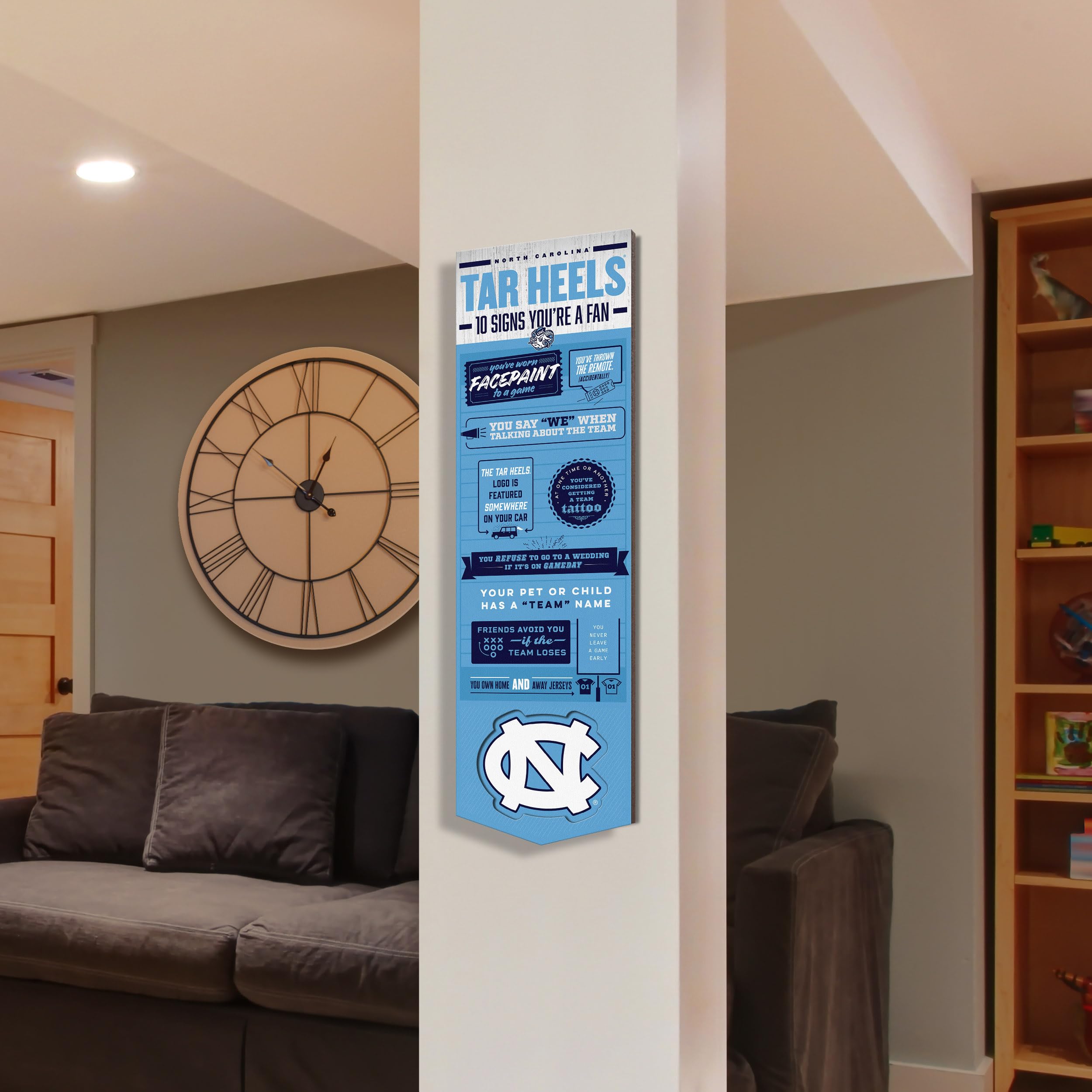 YouTheFan Officially-licensed NCAA North Carolina Tar Heels 6x19 Top 10 Signs Banner - humorous descriptions - fun sports fan phrases, original design, indoor team wall decor fan gift - Sports Collectibles, Sports Memorabilia, Sports Fan Shop, Sports Gifts