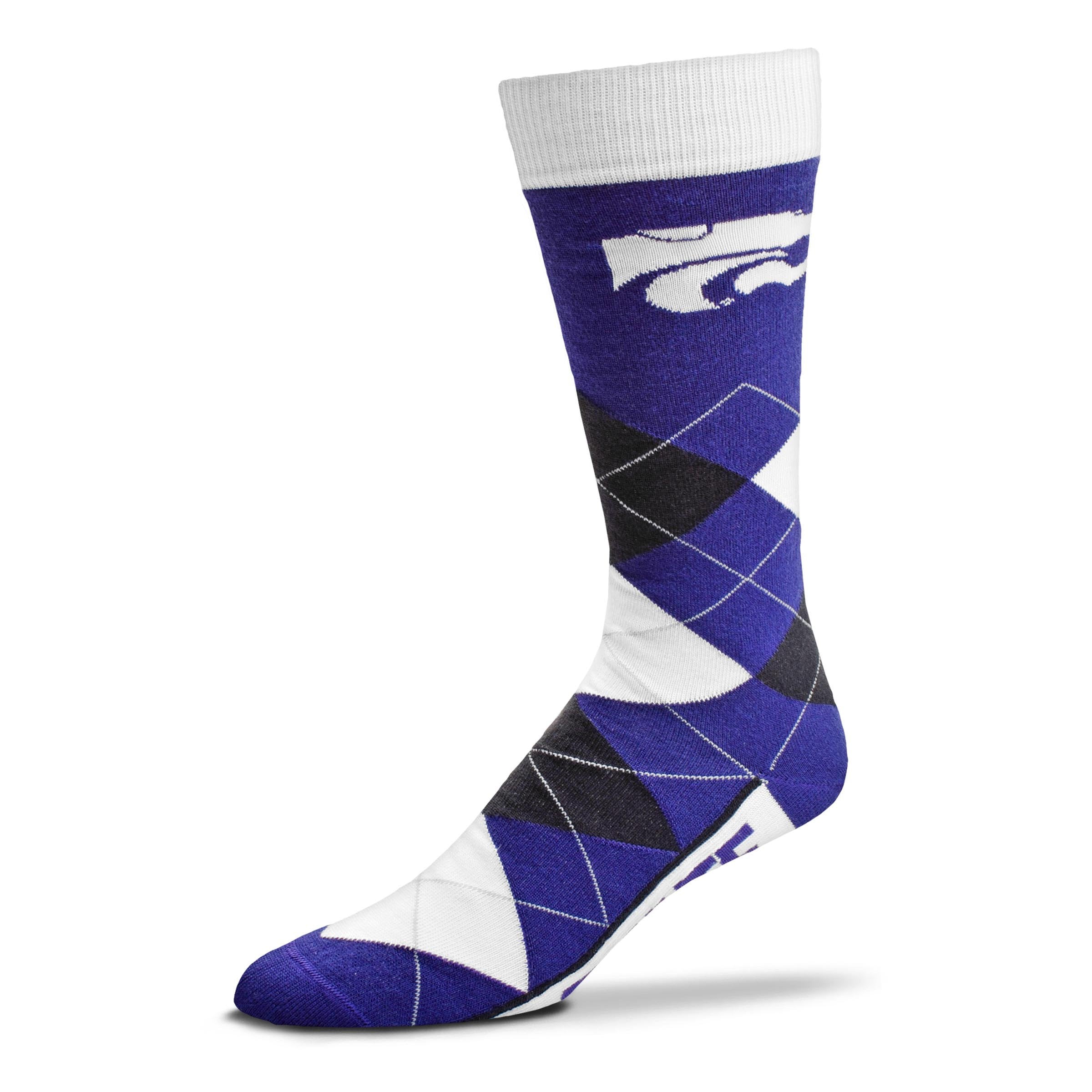 For Bare Feet NCAA Kansas State Wildcats Argyle Line Up Dress Sock Team Color OSFM - Sports Gifts, Sports Memorabilia, Sports Collectibles, Fan Shop