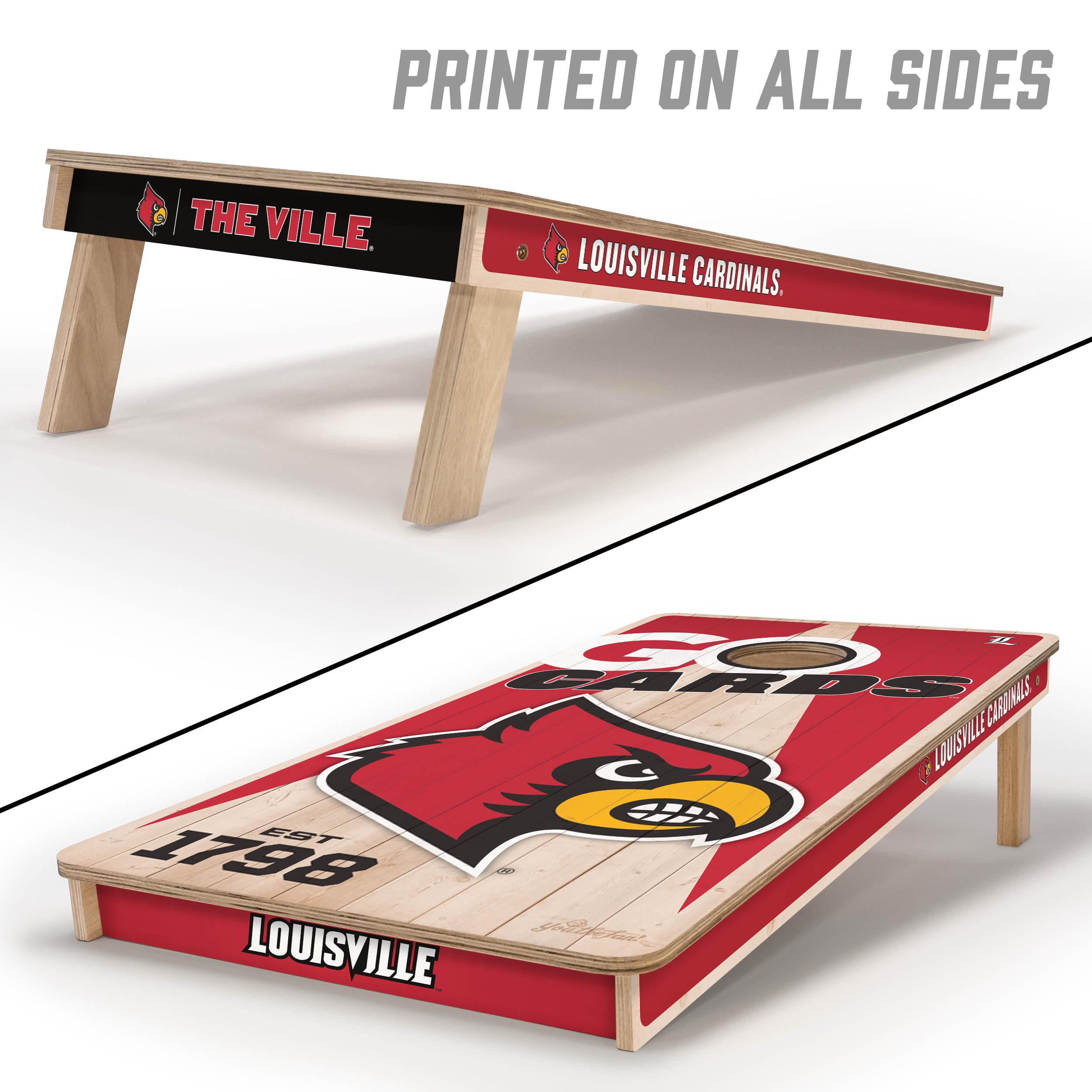 YouTheFan NCAA Louisville Cardinals 2’ x 4’ Professional Wood Cornhole Game with Logo Bags - Sports Collectibles, Sports Memorabilia, Sports Fan Shop, Sports Gifts