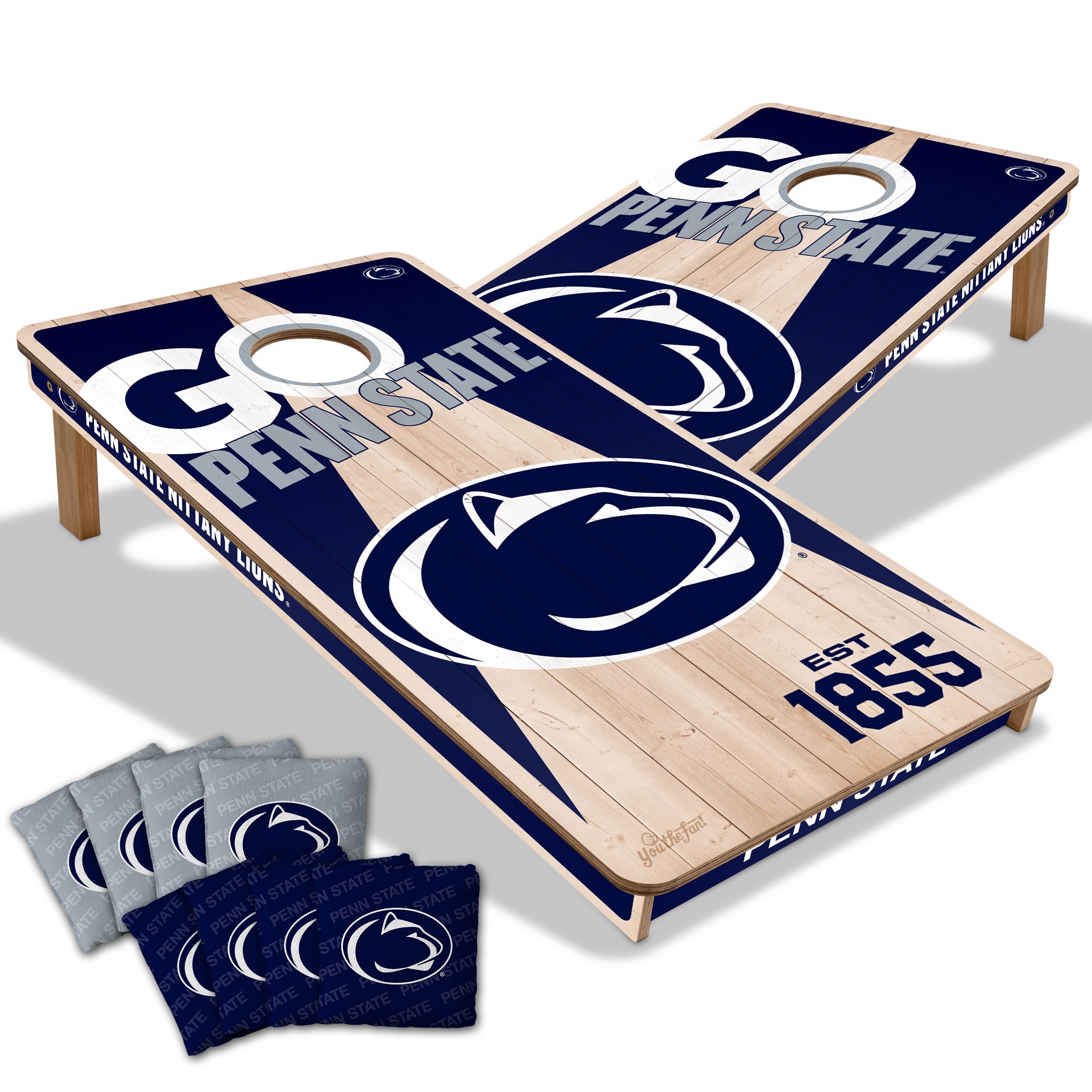 YouTheFan NCAA Penn State Nittany Lions 2’ x 4’ Professional Wood Cornhole Game with Logo Bags - Sports Collectibles, Sports Memorabilia, Sports Fan Shop, Sports Gifts