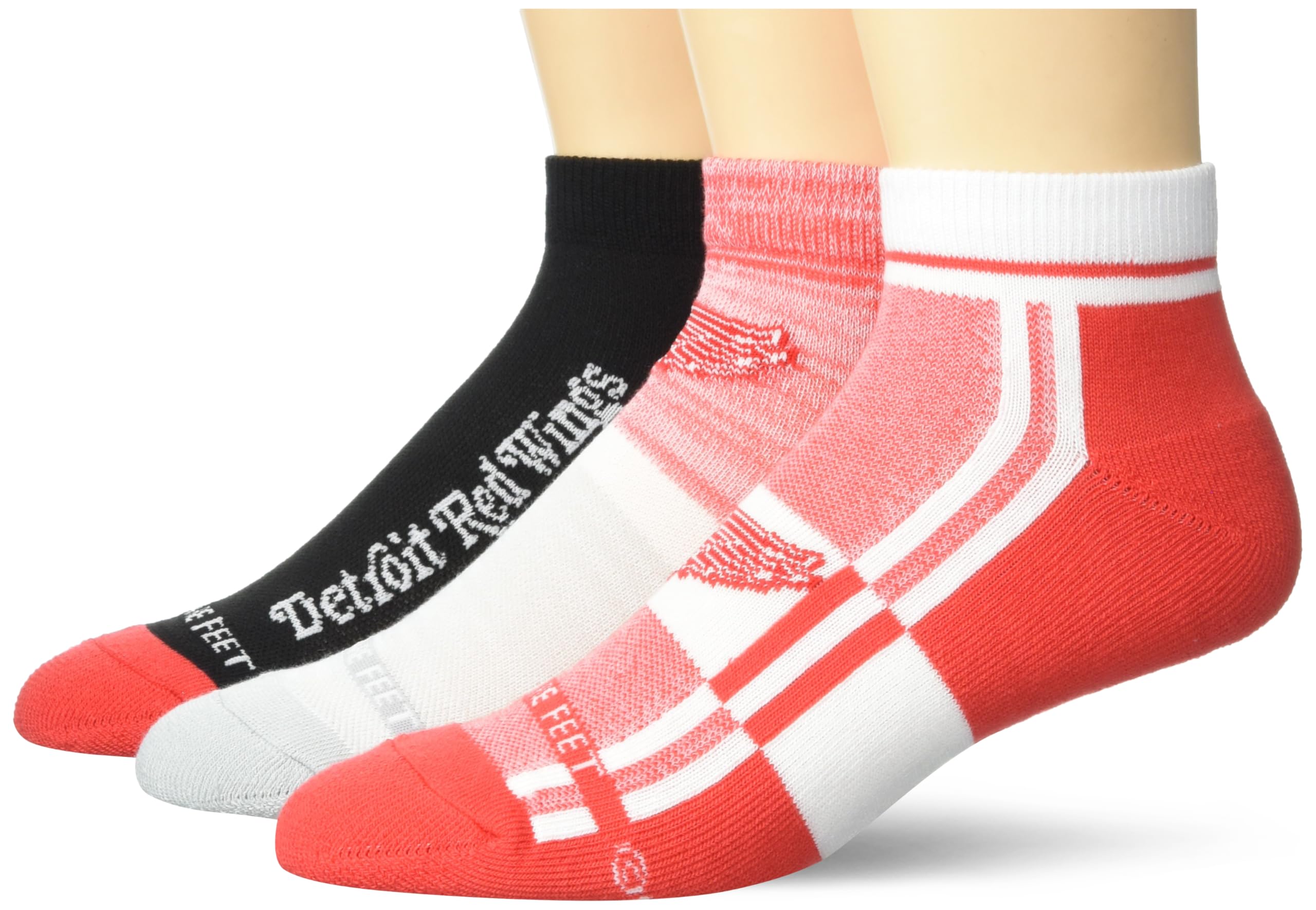 For Bare Feet NHL DETROIT RED WINGS Stripe Stack 3 Pack Ankle Sock Team Colors Large - Sports Gifts, Sports Memorabilia, Sports Collectibles, Fan Shop