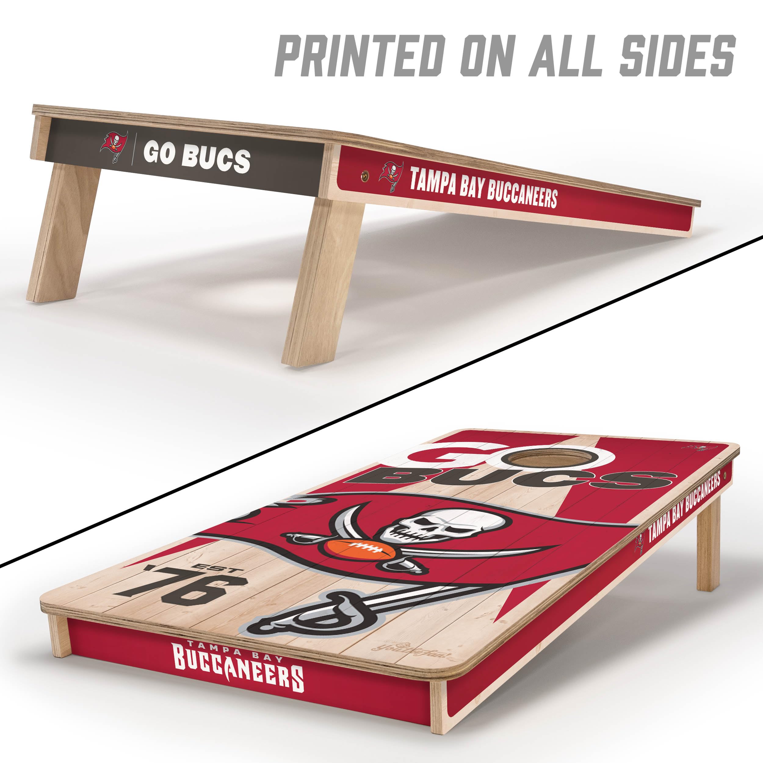 YouTheFan NFL Tampa Bay Buccaneers 2’ x 4’ Professional Wood Cornhole Game with Logo Bags - Sports Collectibles, Sports Memorabilia, Sports Fan Shop, Sports Gifts