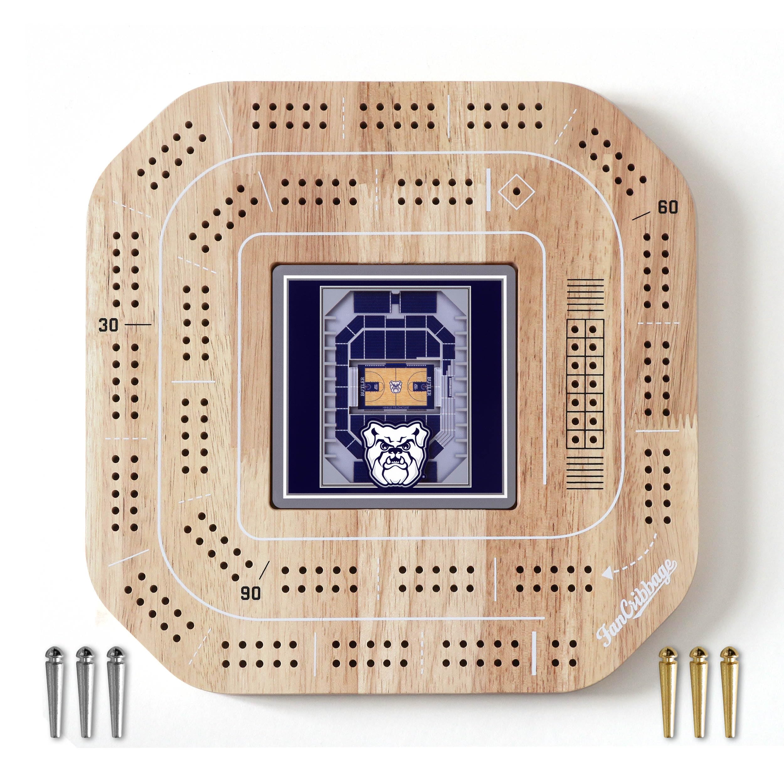 YouTheFan NCAA Butler Bulldogs Licensed Fan Cribbage Wood Board Game - Sports Collectibles, Sports Memorabilia, Sports Fan Shop, Sports Gifts