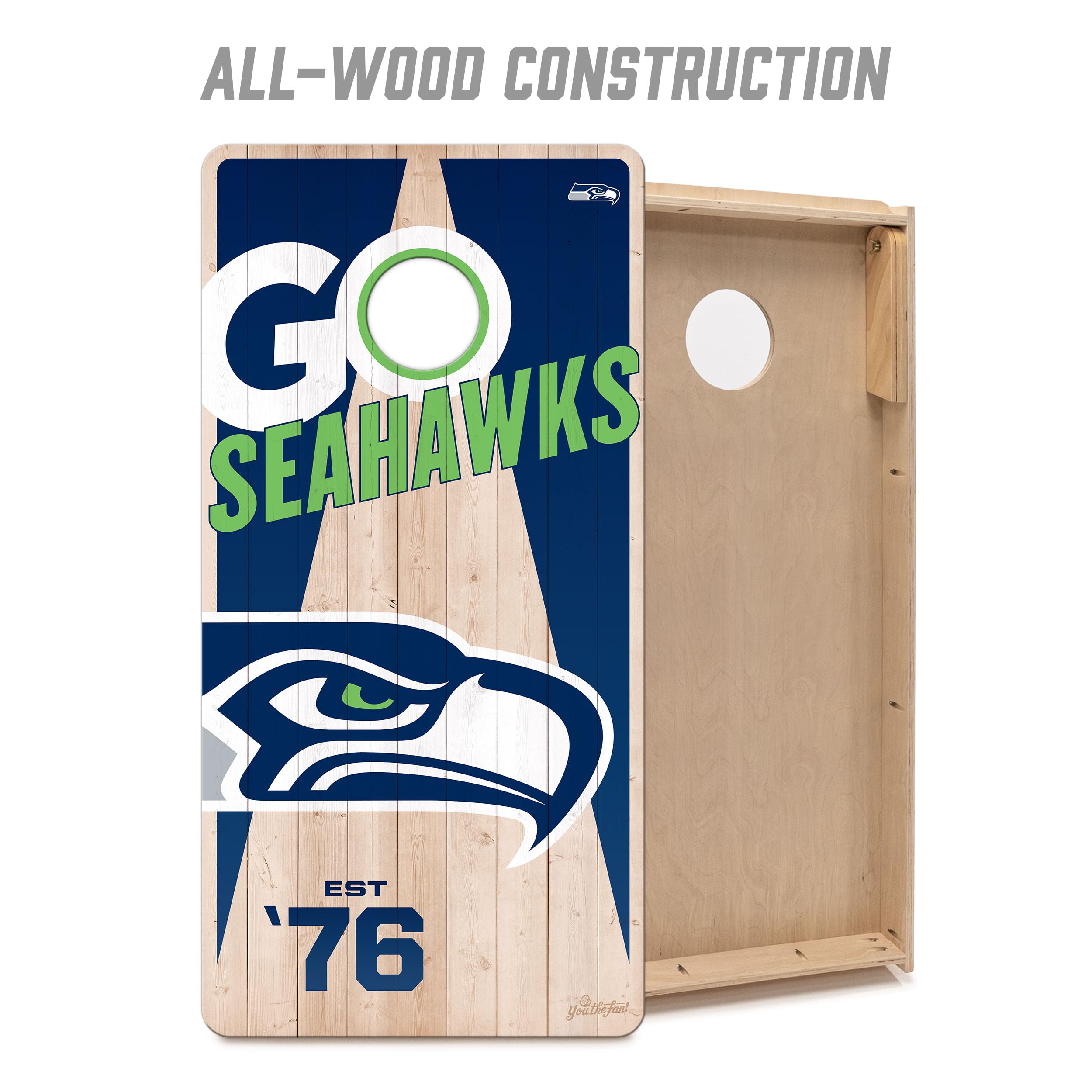 YouTheFan NFL Seattle Seahawks 2’ x 4’ Professional Wood Cornhole Game with Logo Bags - Sports Collectibles, Sports Memorabilia, Sports Fan Shop, Sports Gifts