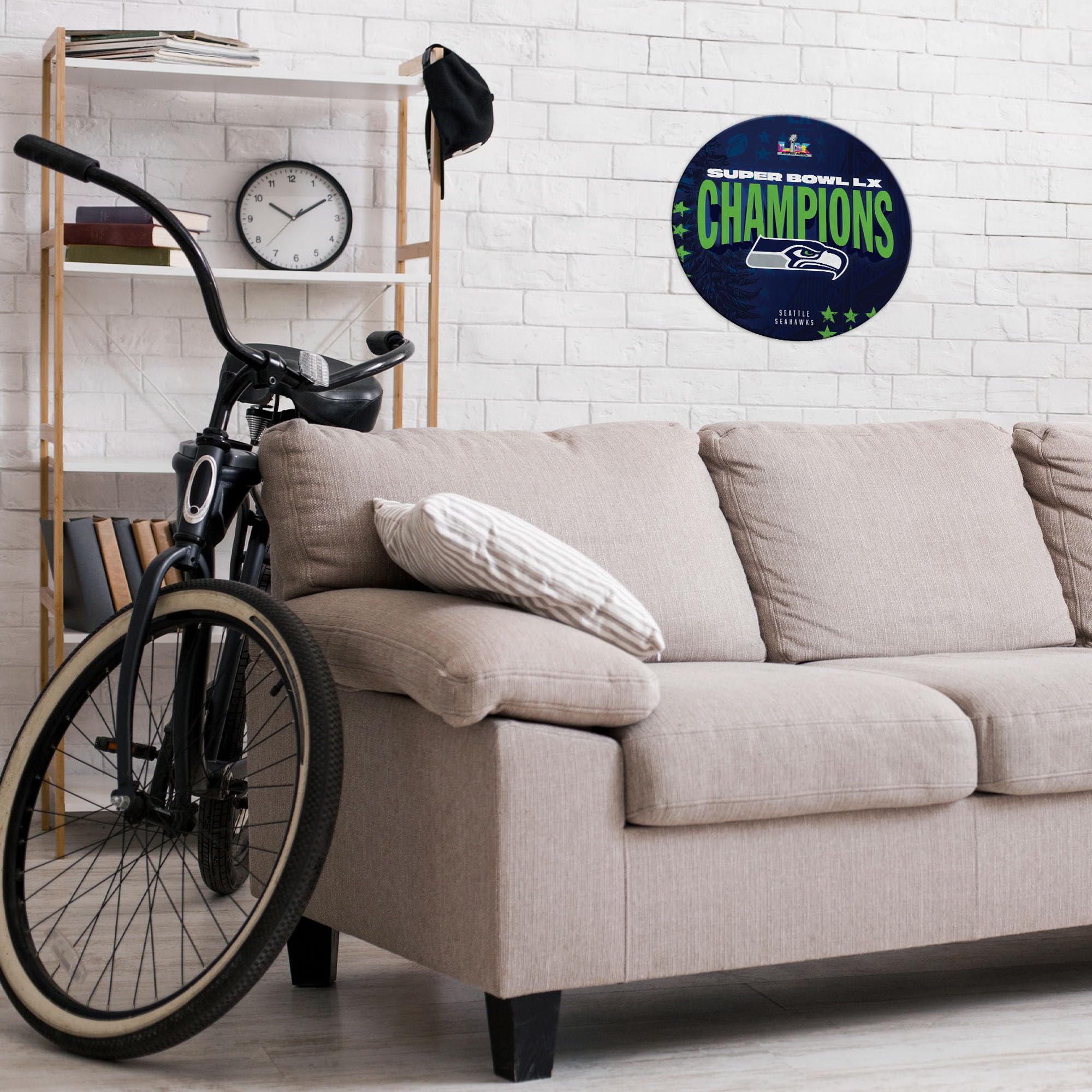 Rico Industries NFL Football Seattle Seahawks 2026 Super Bowl LX Champions Shape Cut Pennant - Home and Living Room Décor - Soft Felt EZ to Hang - Sports Gifts, Sports Memorabilia, Sports Collectibles, Fan Shop