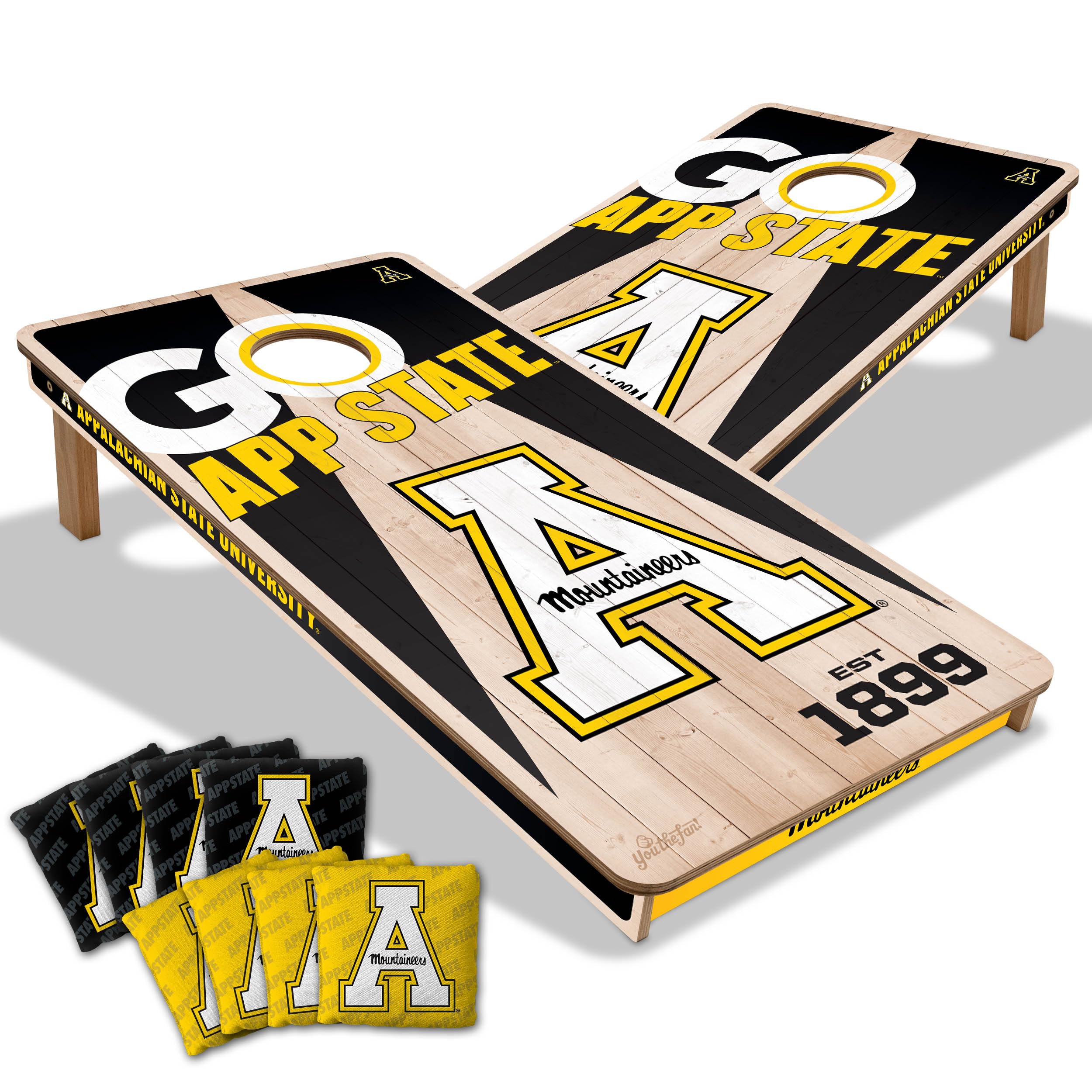 YouTheFan NCAA Appalachian State Mountaineers 2’ x 4’ Professional Wood Cornhole Game with Logo Bags - Sports Collectibles, Sports Memorabilia, Sports Fan Shop, Sports Gifts