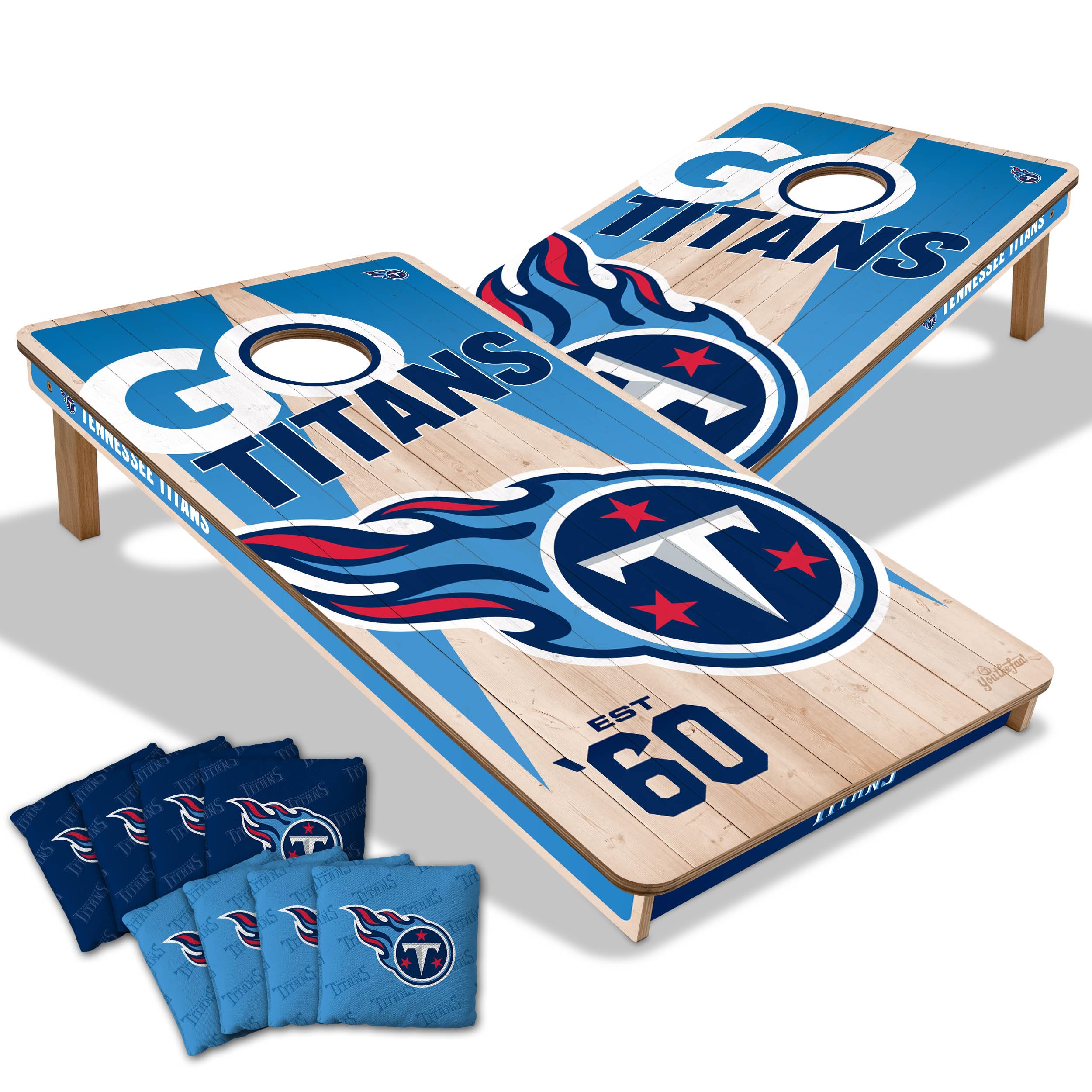 YouTheFan NFL Tennessee Titans 2’ x 4’ Professional Wood Cornhole Game with Logo Bags - Sports Collectibles, Sports Memorabilia, Sports Fan Shop, Sports Gifts