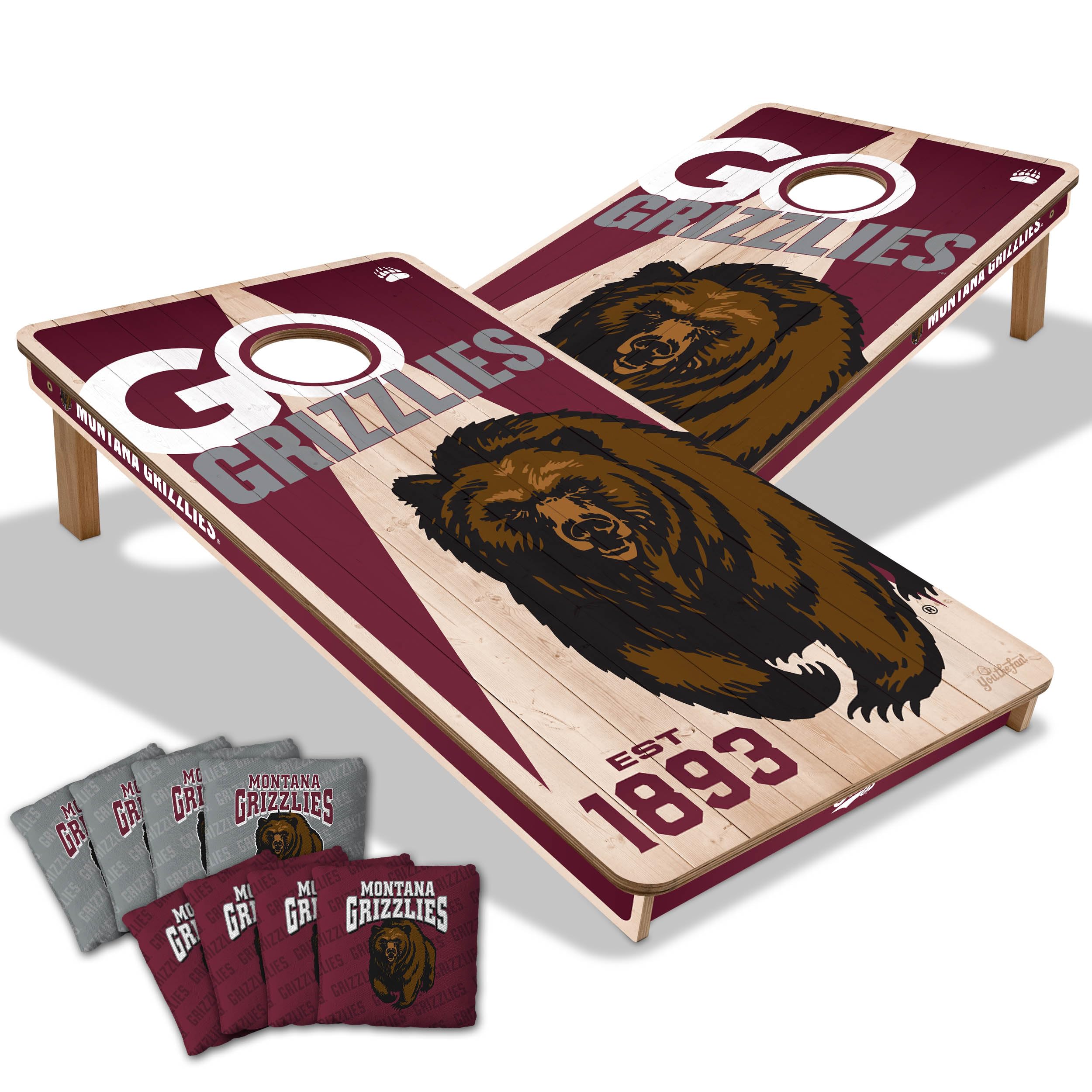 YouTheFan NCAA Montana Grizzlies 2’ x 4’ Professional Wood Cornhole Game with Logo Bags - Sports Collectibles, Sports Memorabilia, Sports Fan Shop, Sports Gifts