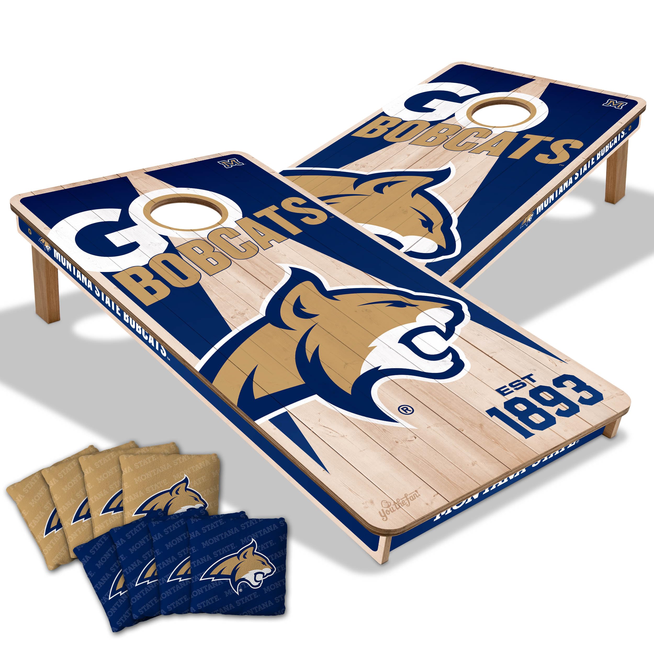 YouTheFan NCAA Montana State Bobcats 2’ x 4’ Professional Wood Cornhole Game with Logo Bags - Sports Collectibles, Sports Memorabilia, Sports Fan Shop, Sports Gifts
