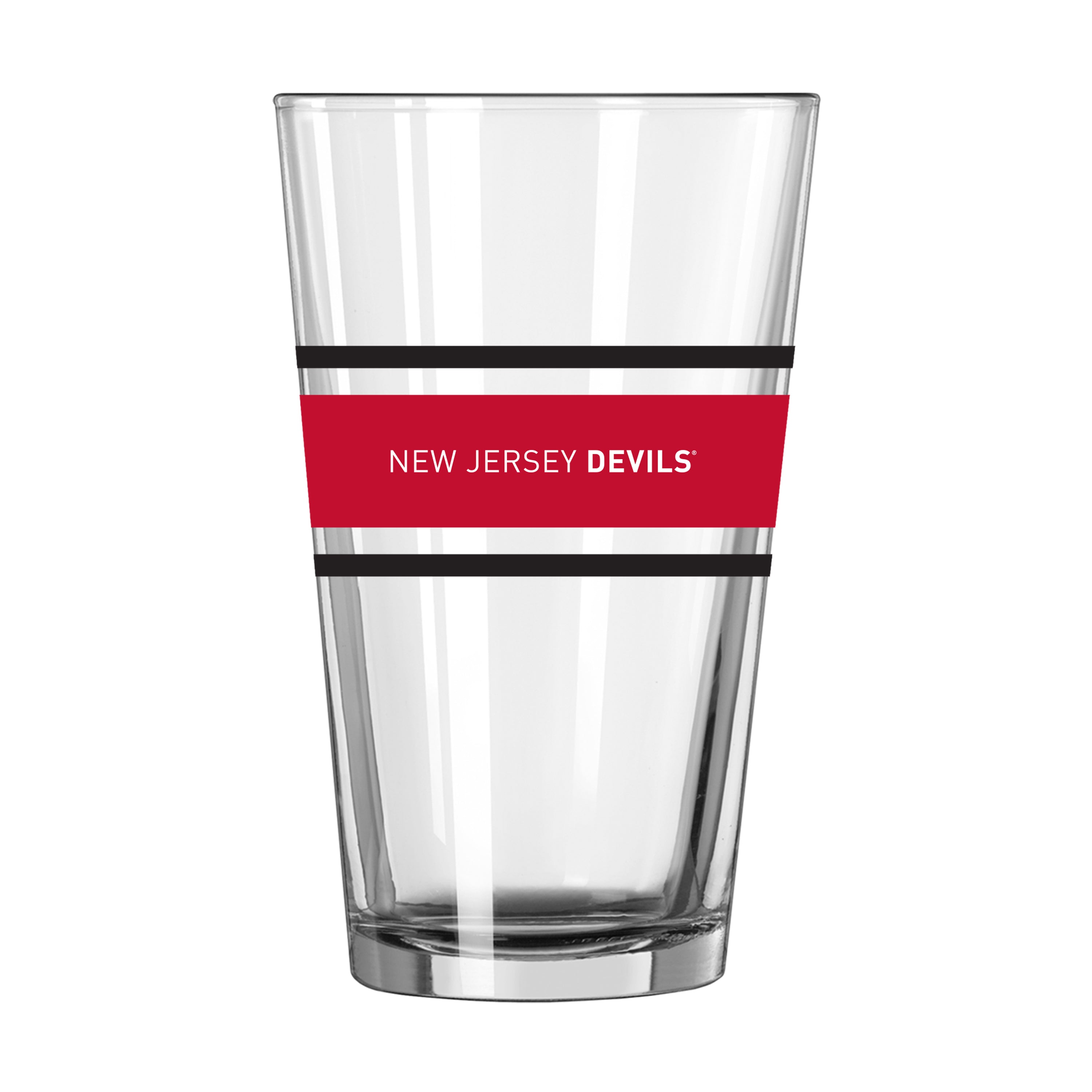 New Jersey Devils 16oz Stripe Pint Glass - Sports Gifts, Sports Memorabilia, Sports Collectibles, Fan Shop