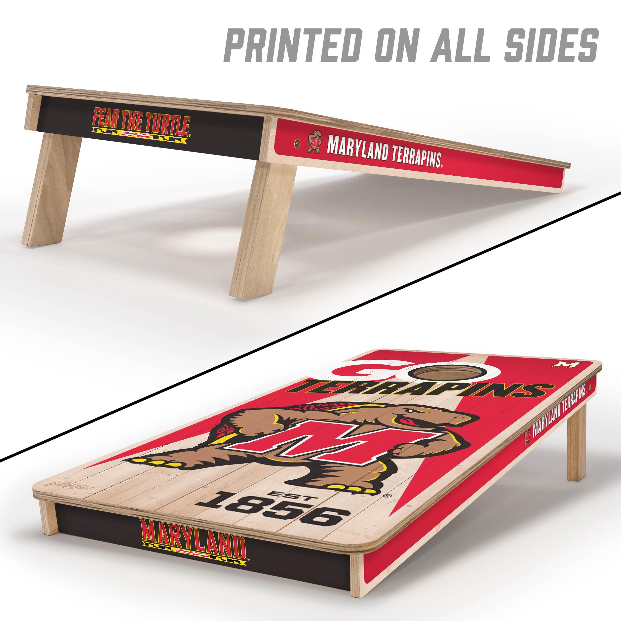 YouTheFan NCAA Maryland Terrapins 2’ x 4’ Professional Wood Cornhole Game with Logo Bags - Sports Collectibles, Sports Memorabilia, Sports Fan Shop, Sports Gifts