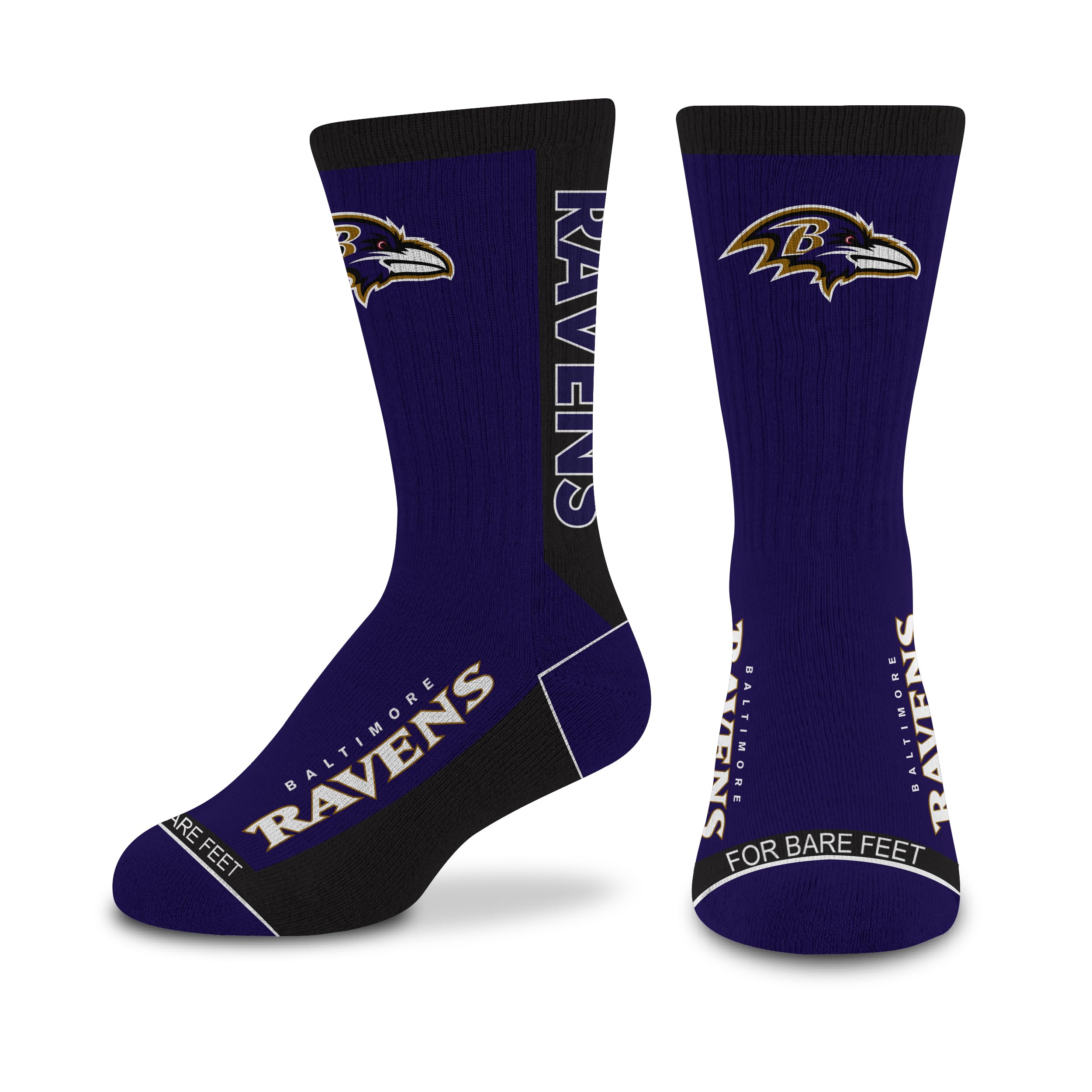 For Bare Feet NFL BALTIMORE RAVENS MVP Crew Sock Team Color Youth - Sports Gifts, Sports Memorabilia, Sports Collectibles, Fan Shop