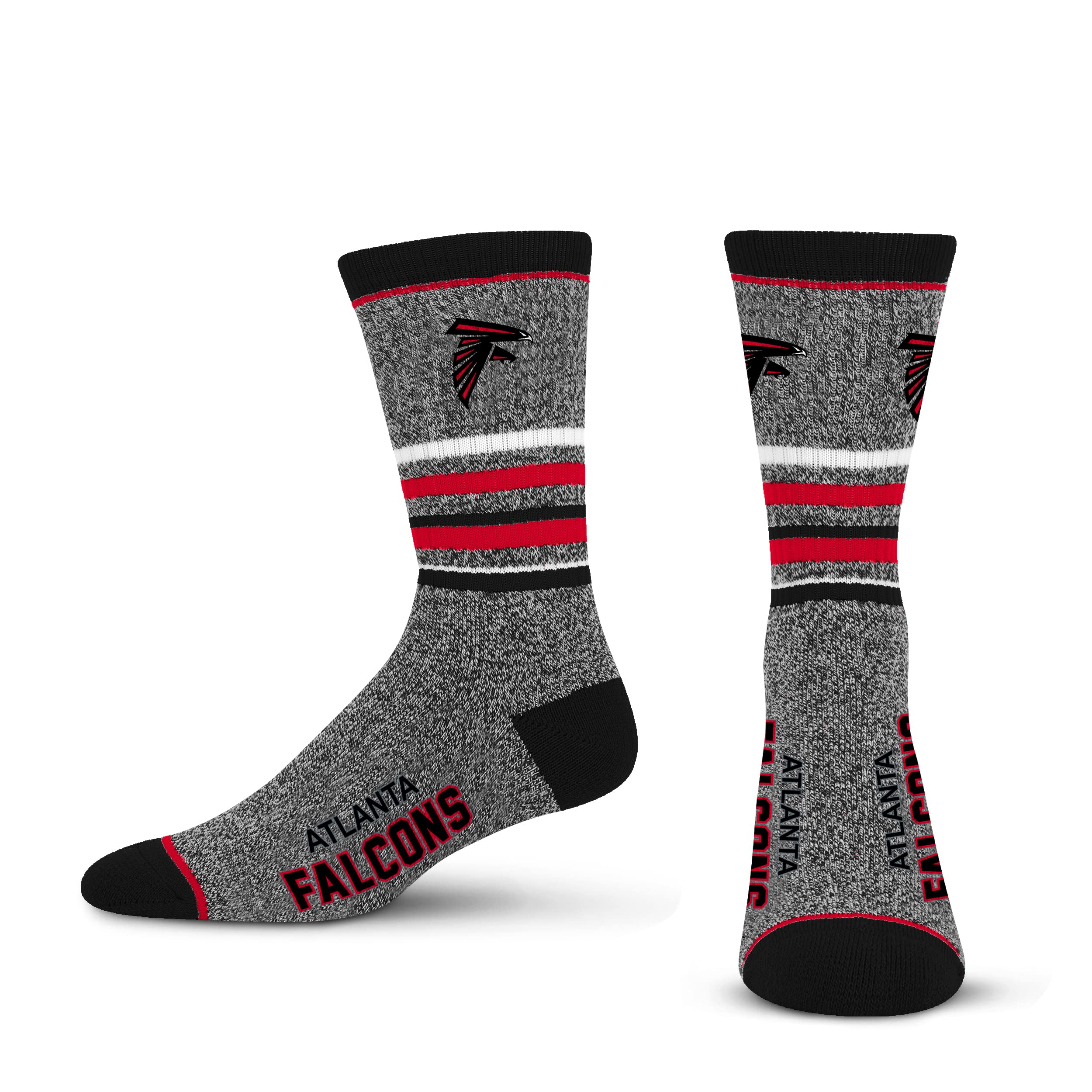 For Bare Feet Mens NFL Atlanta Falcons 5 Star Crew Sock Marble Grey Large - Sports Gifts, Sports Memorabilia, Sports Collectibles, Fan Shop