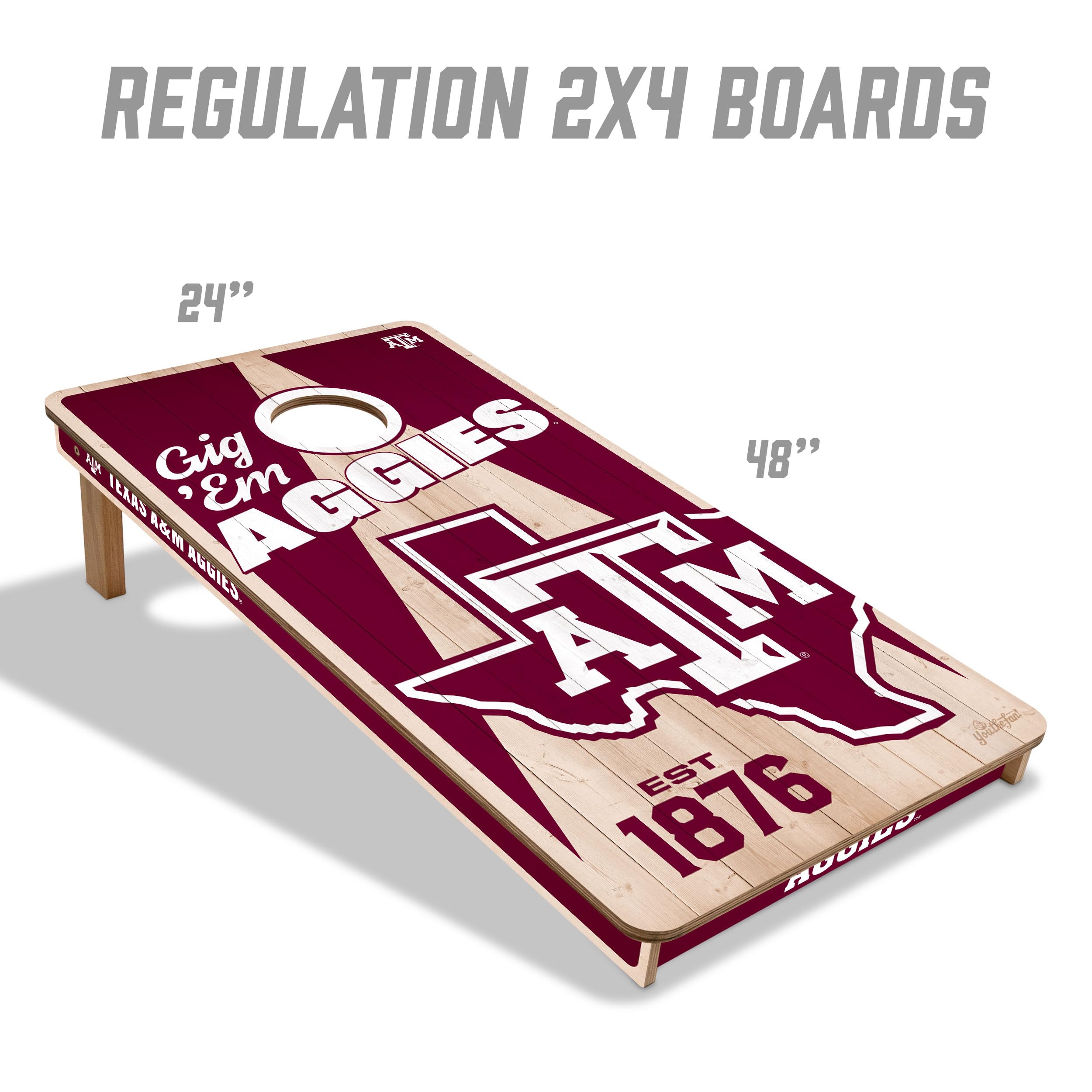 YouTheFan NCAA Texas A&M Aggies 2’ x 4’ Professional Wood Cornhole Game with Logo Bags - Sports Collectibles, Sports Memorabilia, Sports Fan Shop, Sports Gifts