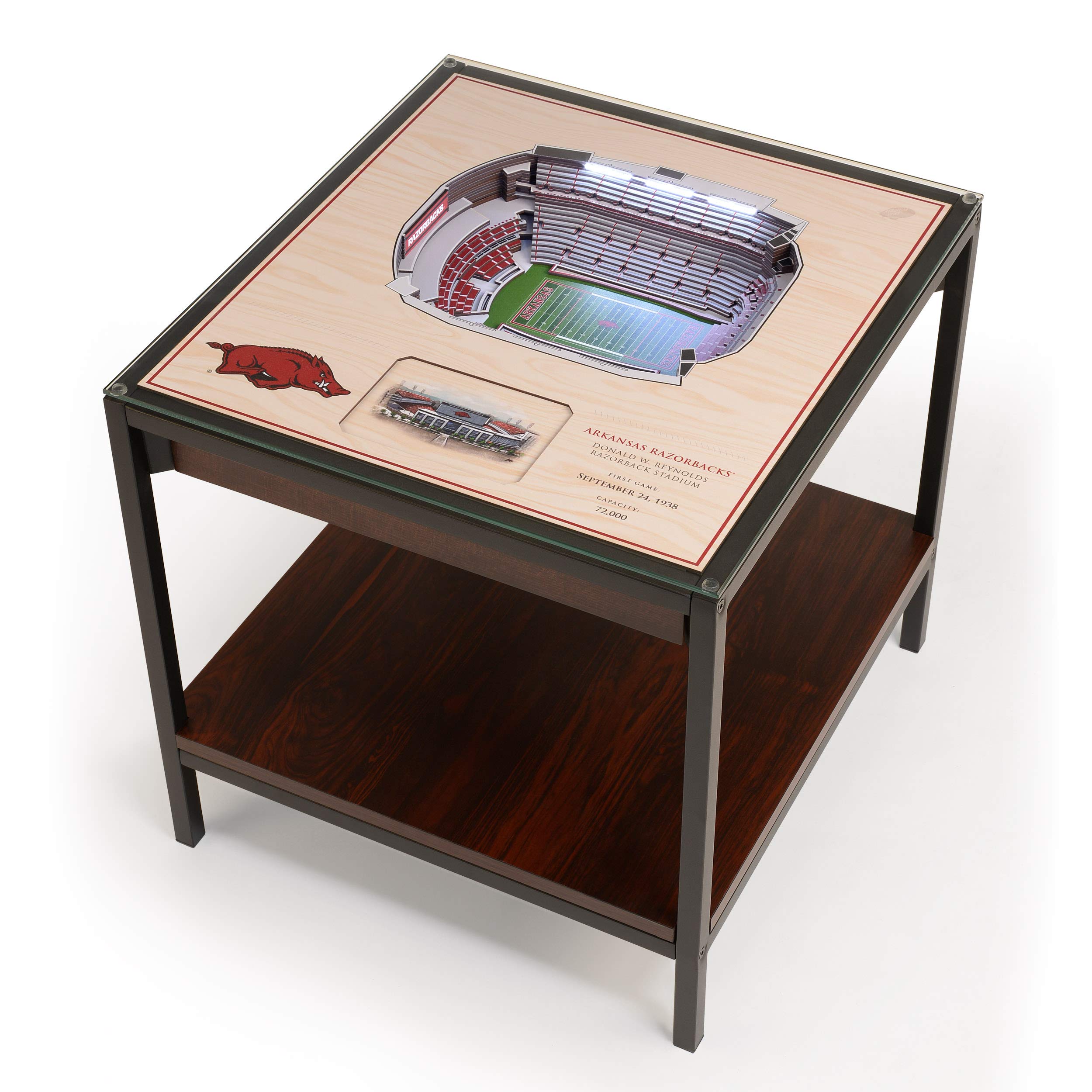 YouTheFan NCAA Arkansas Razorbacks 25-Layer StadiumViews Lighted End Table - Sports Collectibles, Sports Memorabilia, Sports Fan Shop, Sports Gifts