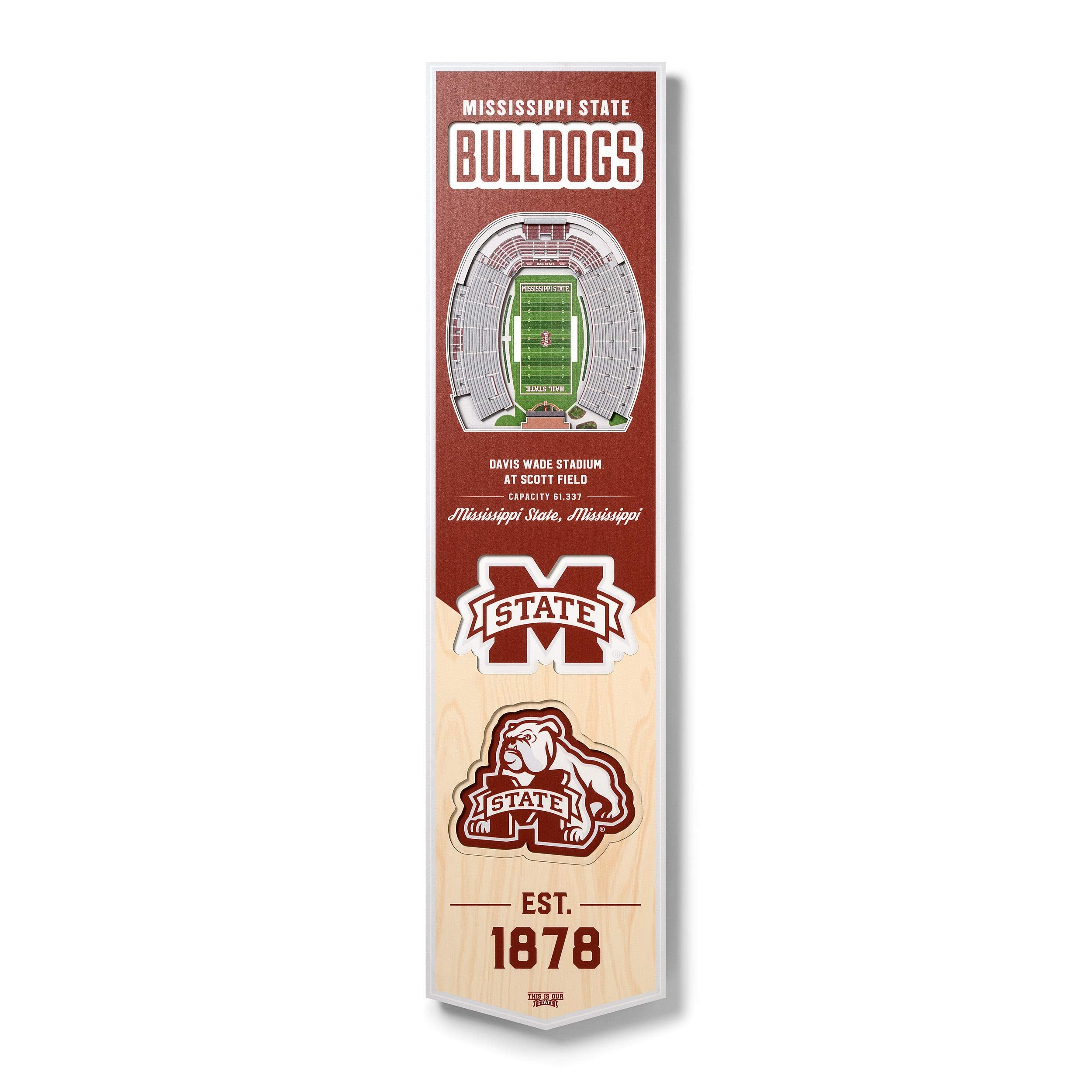 YouTheFan NCAA Mississippi State Bulldogs 3D Stadium 8x32 Banner - Davis Wade Stadium at Scott Field - Sports Collectibles, Sports Memorabilia, Sports Fan Shop, Sports Gifts
