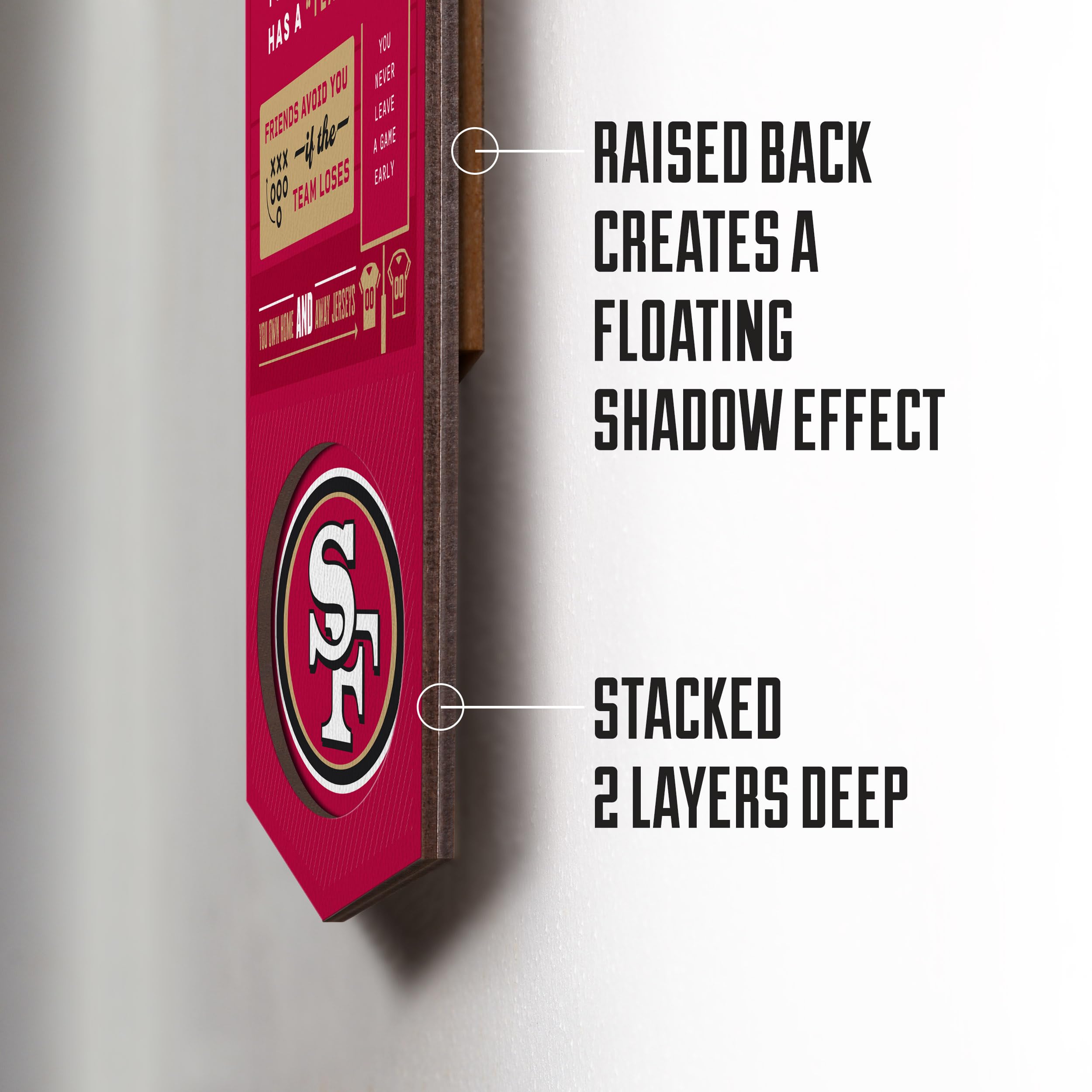 YouTheFan Officially-licensed NFL San Francisco 49ers 6x19 Top 10 Signs Banner - humorous descriptions - fun sports fan phrases, original design, indoor team wall decor fan gift - Sports Collectibles, Sports Memorabilia, Sports Fan Shop, Sports Gifts