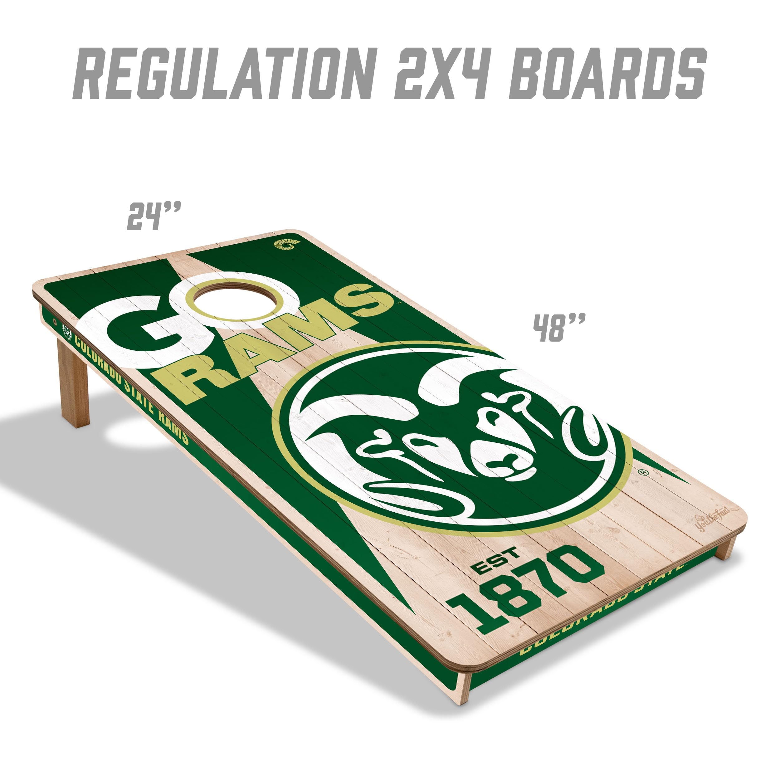 YouTheFan NCAA Colorado State Rams 2’ x 4’ Professional Wood Cornhole Game with Logo Bags - Sports Collectibles, Sports Memorabilia, Sports Fan Shop, Sports Gifts