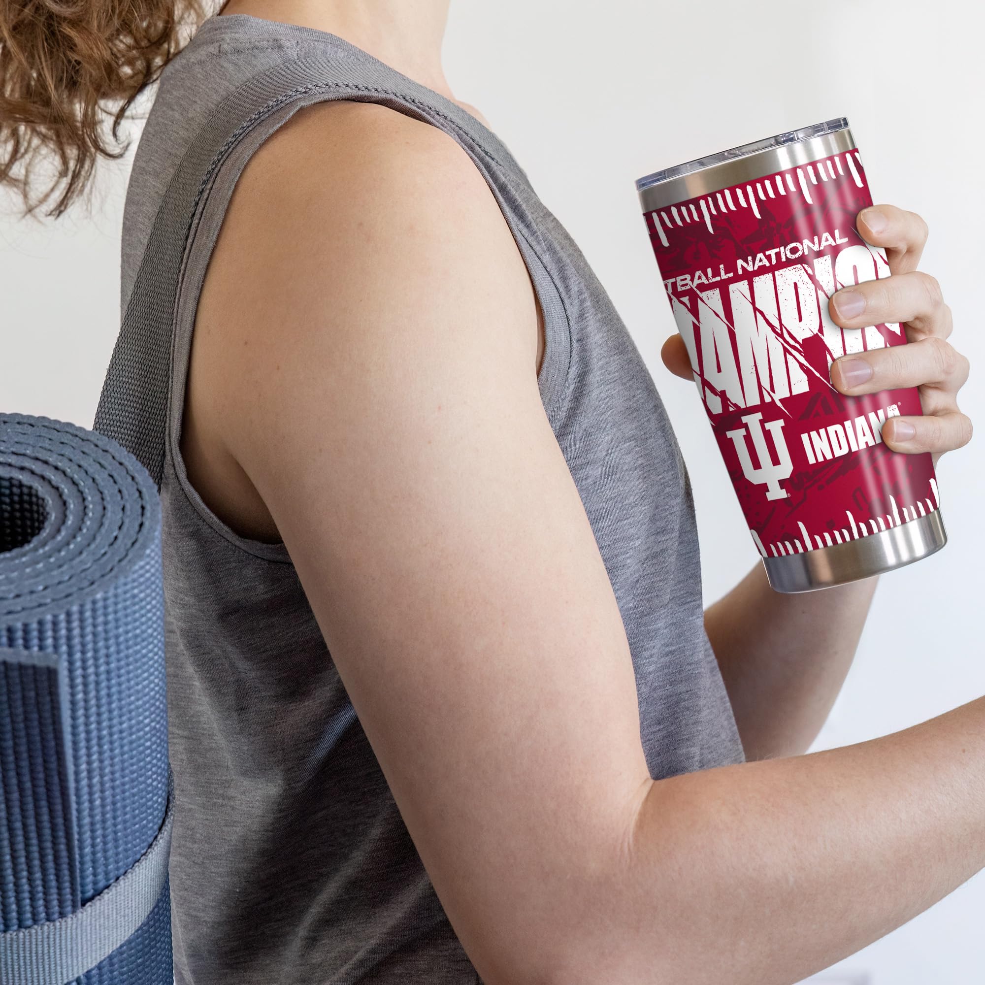 Rico Industries NCAA Indiana Hoosiers 2026 Football National Champions 20oz Stainless Steel Tumbler with Lid - Great For Coffee, Tea, Water or Cocktails - Sports Gifts, Sports Memorabilia, Sports Collectibles, Fan Shop