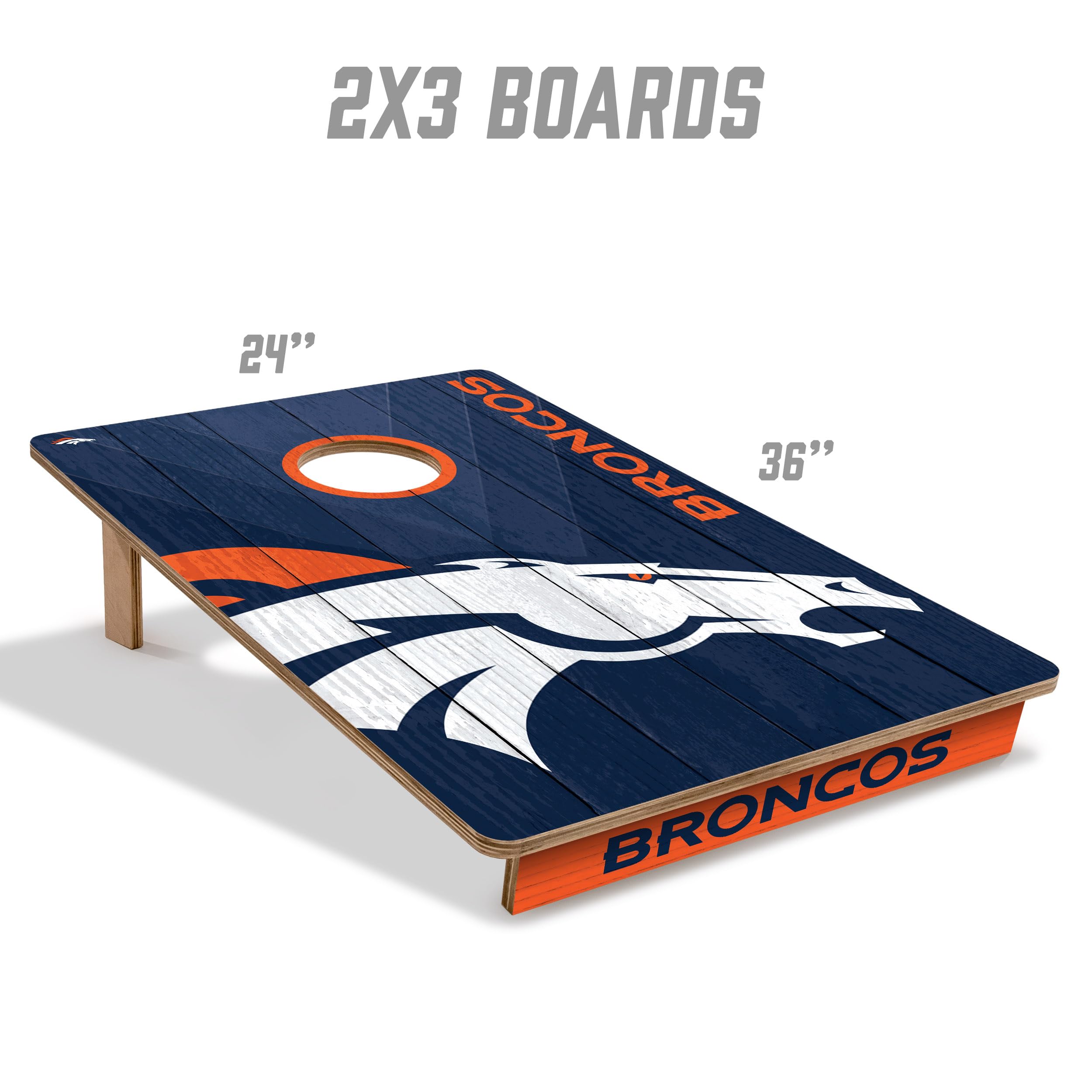 YouTheFan NFL Denver Broncos 2’ x 3’ Wood Cornhole Game with Logo Bags - Sports Collectibles, Sports Memorabilia, Sports Fan Shop, Sports Gifts