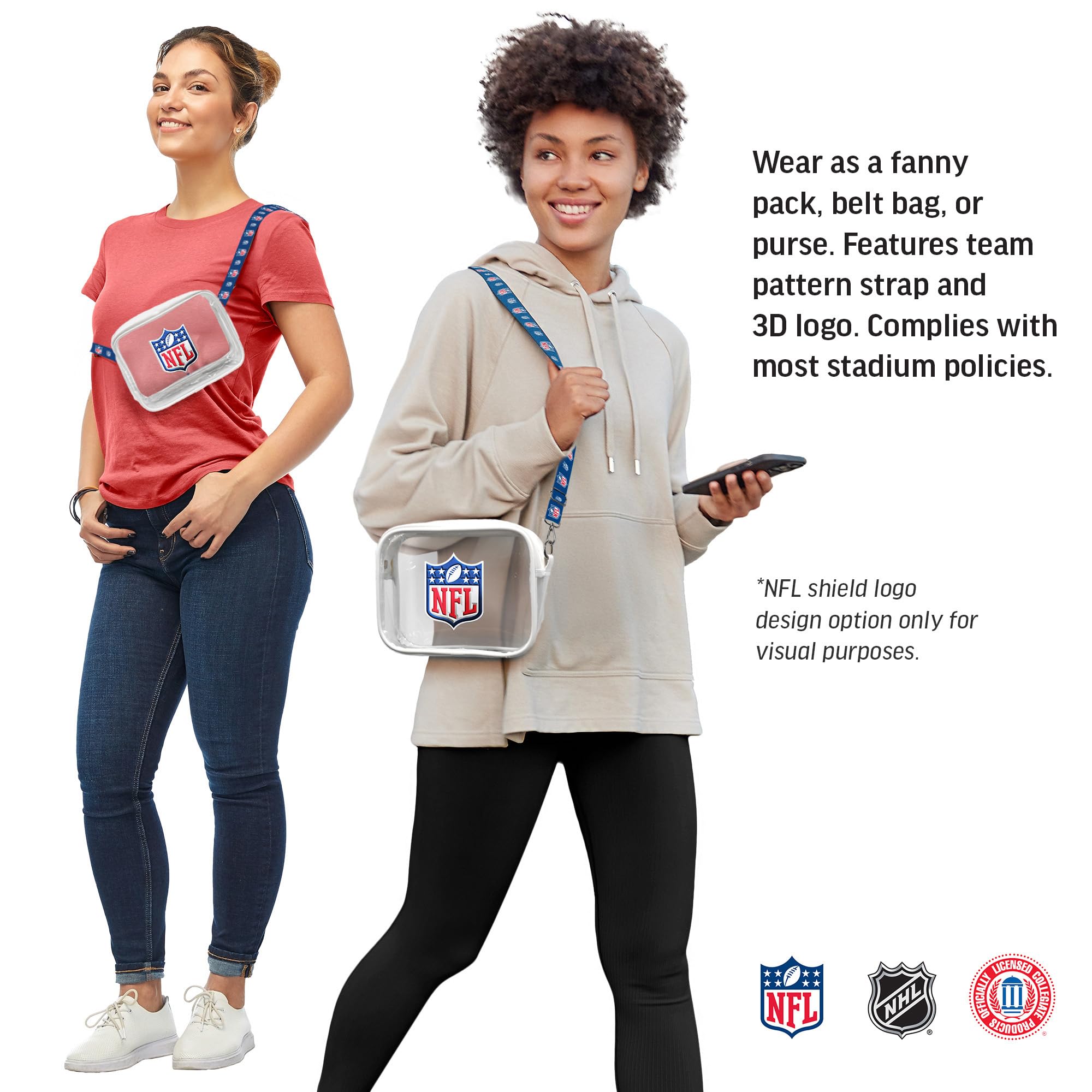 Littlearth NFL Super Bowl LX Champion Seattle Seahawks-Clear Fanny Fan Purse with 3D Logo - Sports Gifts, Sports Memorabilia, Sports Collectibles, Fan Shop